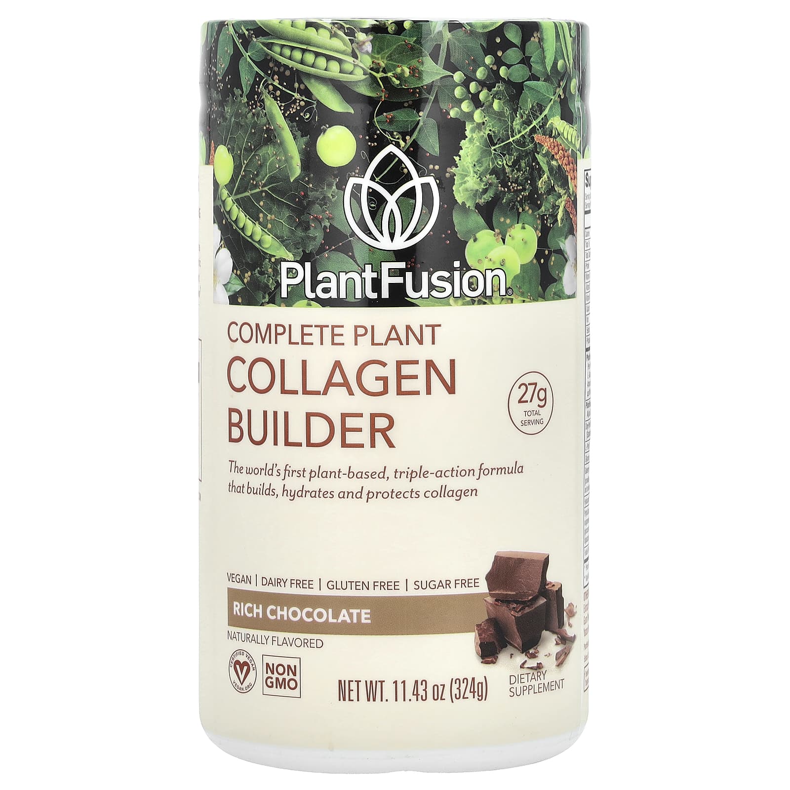 PlantFusion, Complete Plant Collagen Builder, насыщенный шоколад, 324 г (11,43 унции)