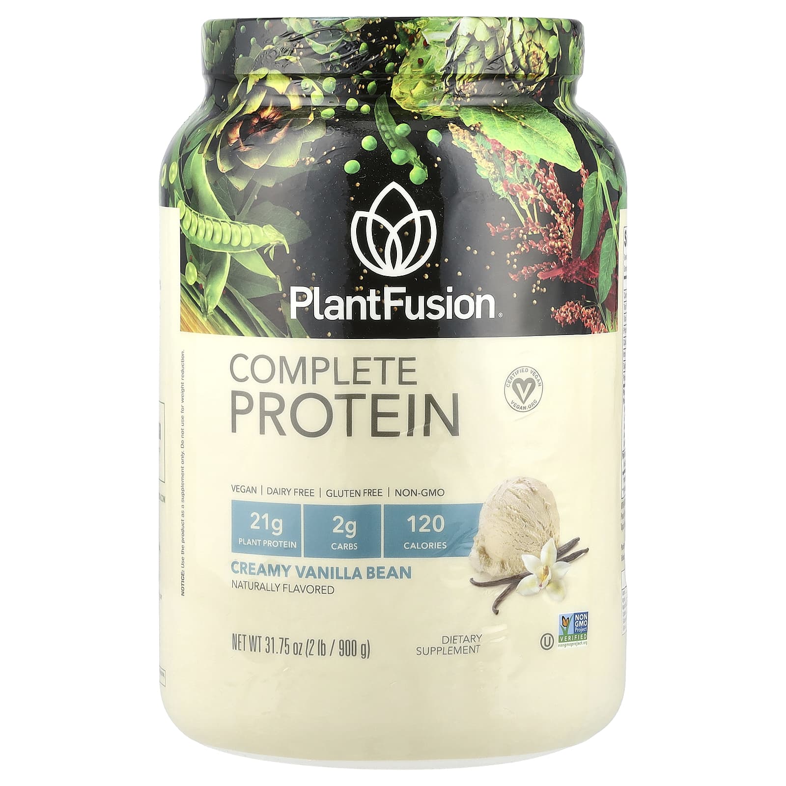 PlantFusion, Complete Protein, сливочная ваниль, 900 г (2 фунта)