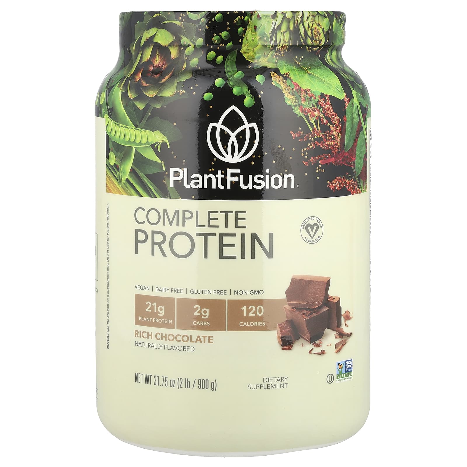 PlantFusion, Complete Protein, насыщенный шоколад, 900 г (2 фунта)