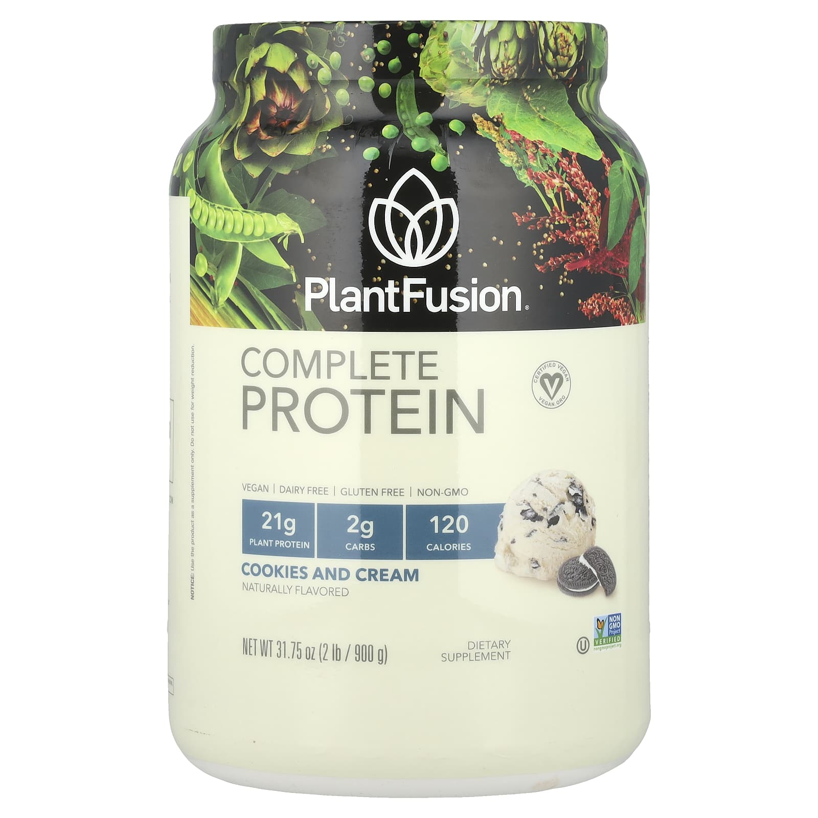 PlantFusion Полноценный протеин печенье и сливки 900 г 2 фунта 9090₽