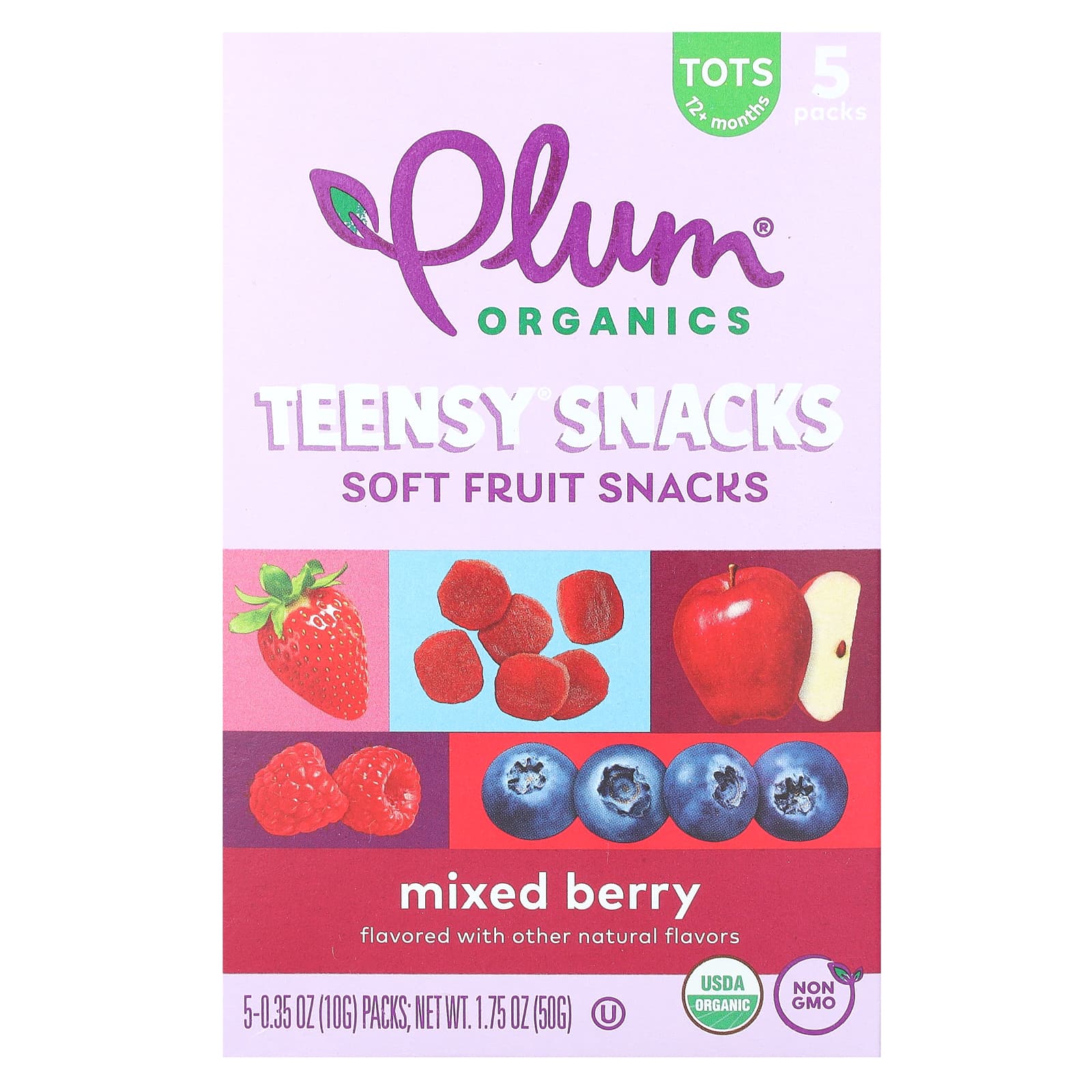 Plum Organics Teensy Snacks фруктовые снеки для детей от 12 месяцев ягодное ассорти 5 пакетиков по 10 г 035 унции 1490₽