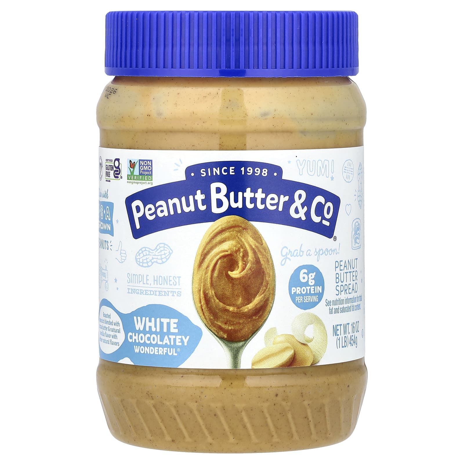 Peanut Butter - Co., White Chocolate Wonderful, арахисовое масло, смешанное со сладким белым шоколадом, 454 г