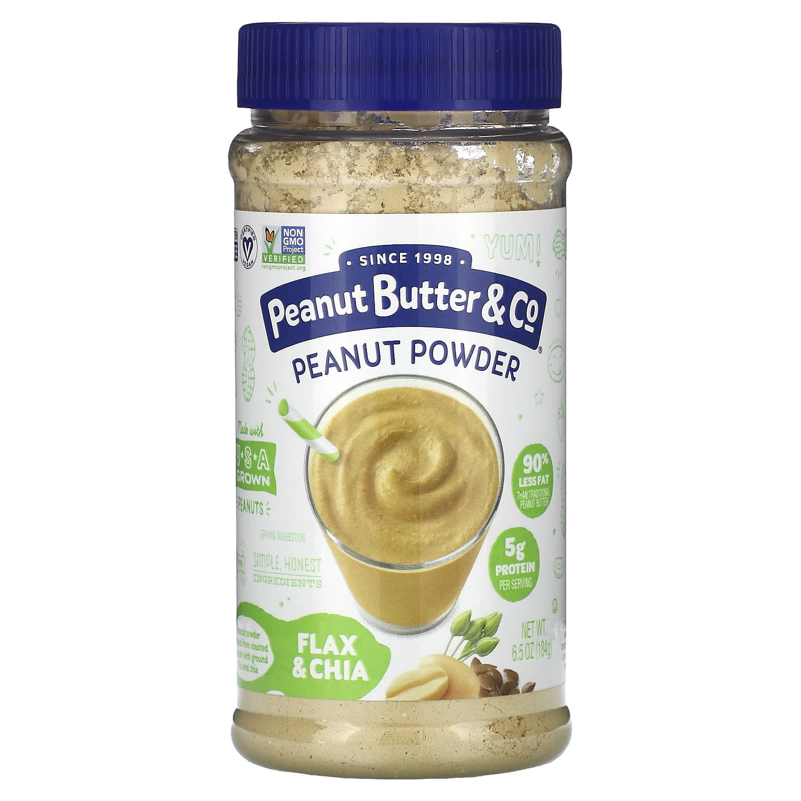 Peanut Butter - Co., Арахисовый порошок, лен и чиа, 184 г (6,5 унции)