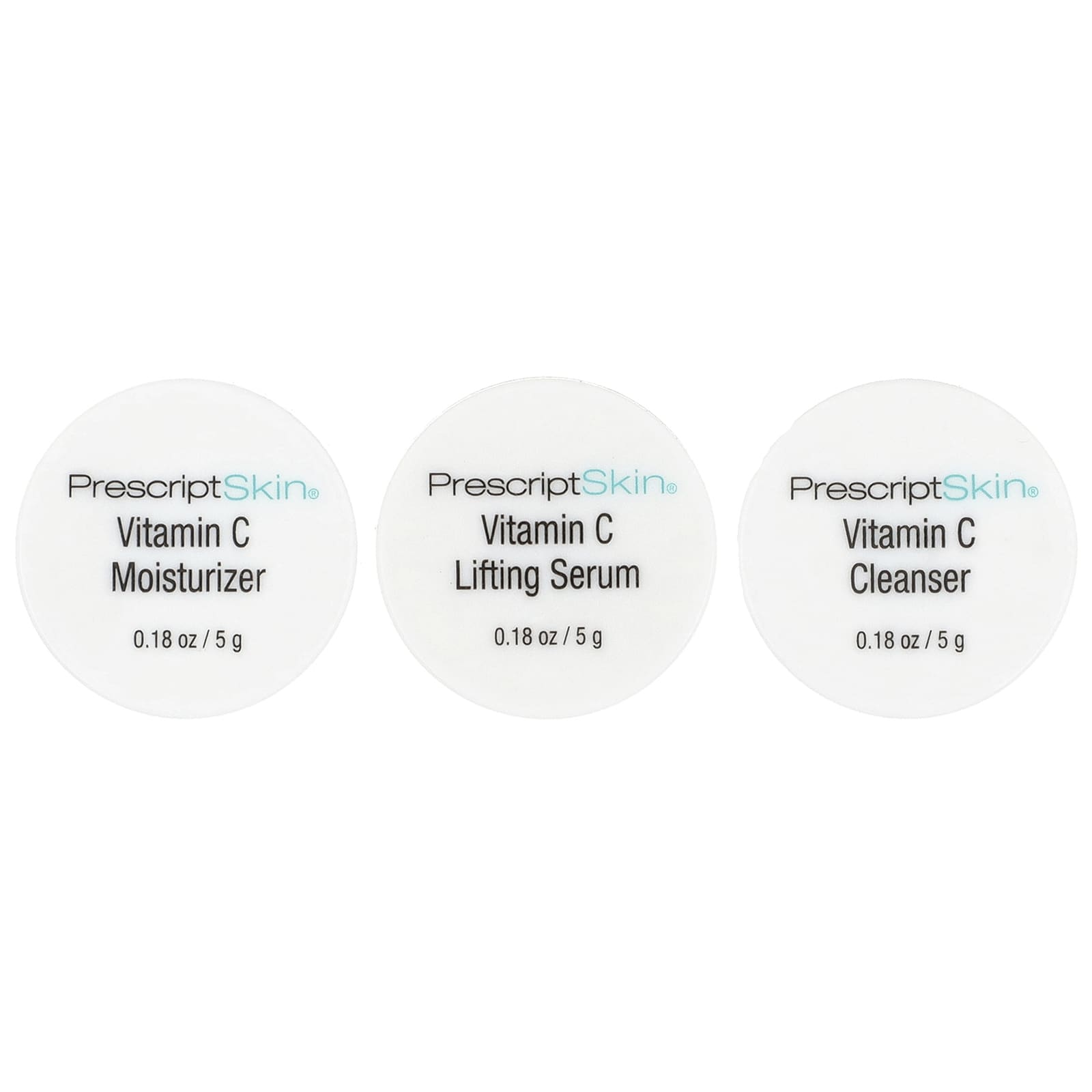 PrescriptSkin, Vitamin C Trial Set, 3 профессиональных осветляющих средства, 3 баночки по 5 г (0,18 унции)