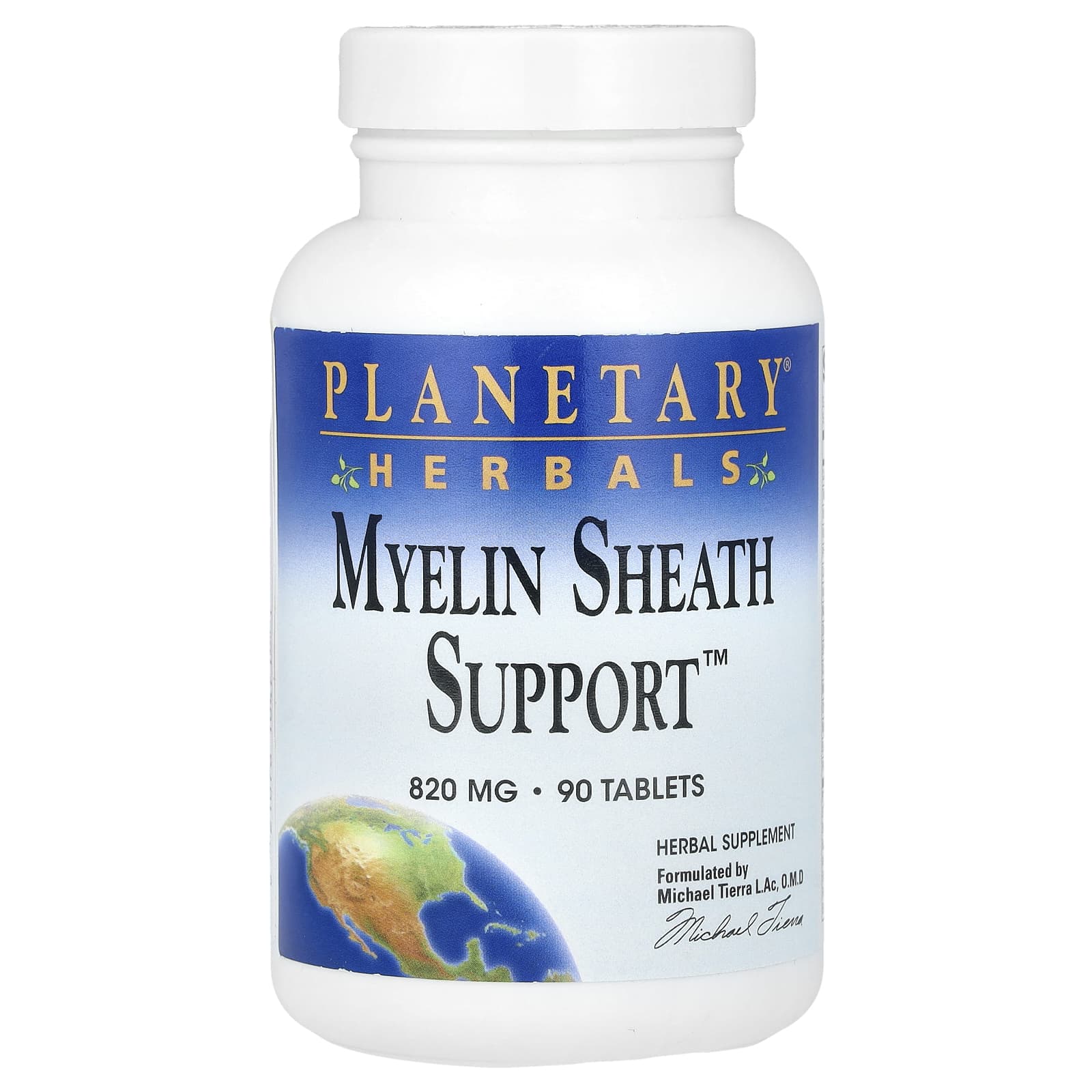 Planetary Herbals, Myelin Sheath Support ™, 820 мг, 90 таблеток (410 мг на таблетку)