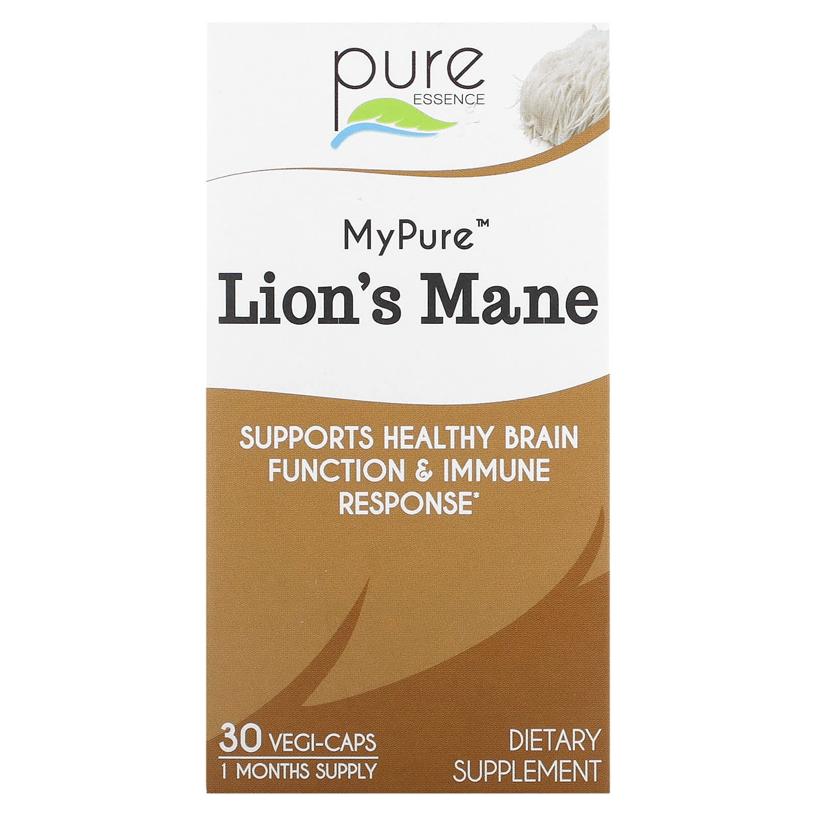 Pure Essence, MyPure ™, Lion's Mane 2X, двойная сила действия, 30 растительных капсул