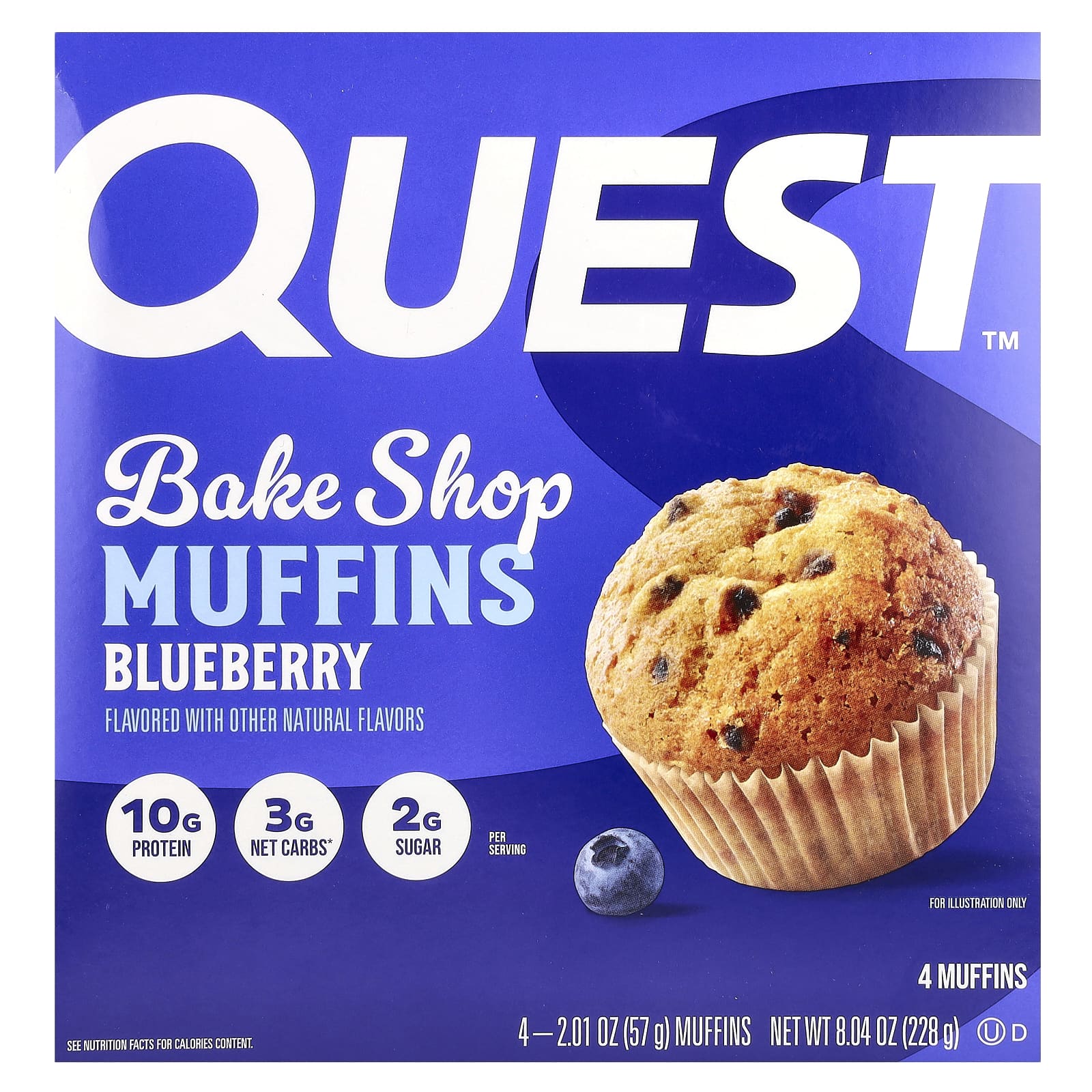 Quest Nutrition, Bake Shop, кексы, голубика, 4 пакетика, 57 г (2,01 унции)