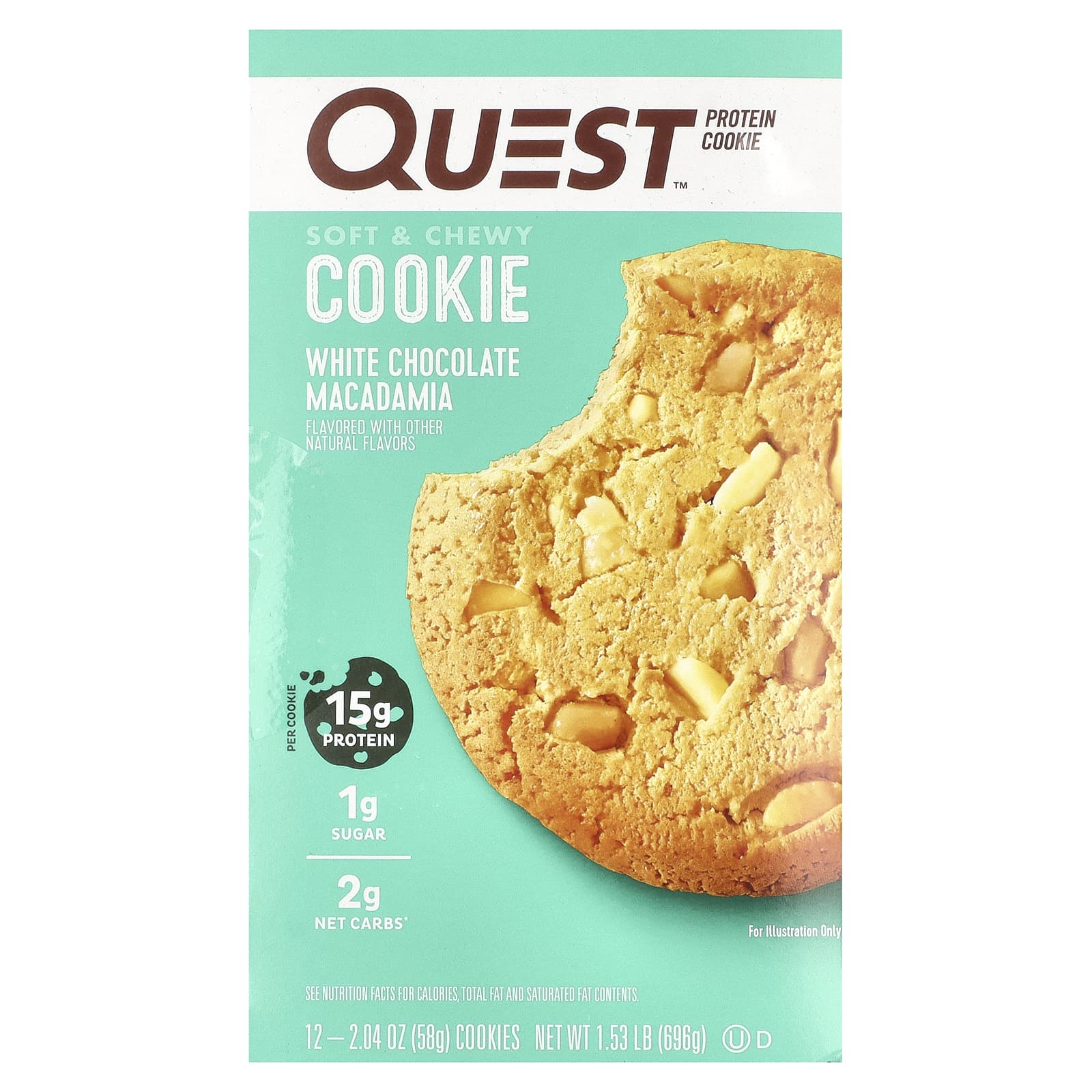 Quest Nutrition, Protein Cookie, белый шоколад и макадамия, 12 печений, 58 г (2,04 унции)