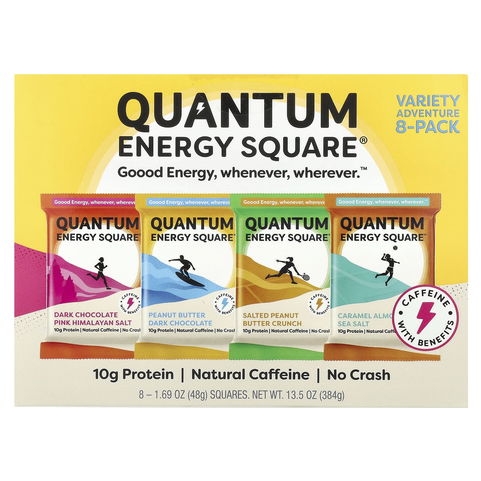 Quantum Energy Square, Variety Adventure 8-Pack, 8 Squares, 1.69 oz (48 g) Each