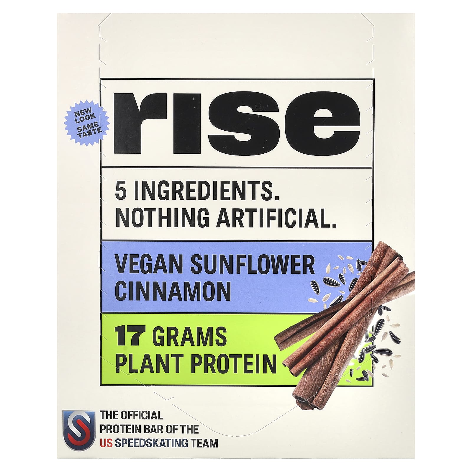 Rise Bar, The Simplest Protein Bar, веганская подсолнечная корица, 12 батончиков по 60 г (2,1 унции)