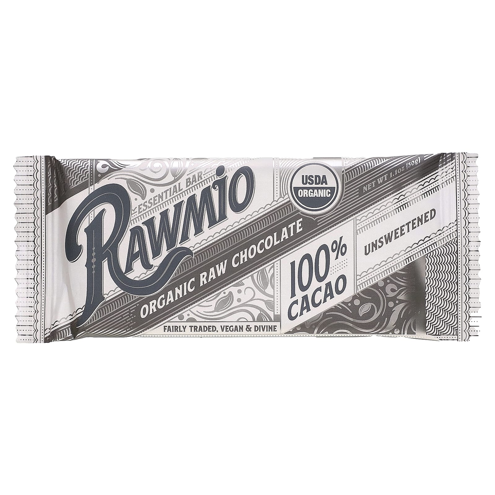 Rawmio Essential Bar органический необработанный шоколад 100 какао несладкий 30 г 11 унции 1490₽