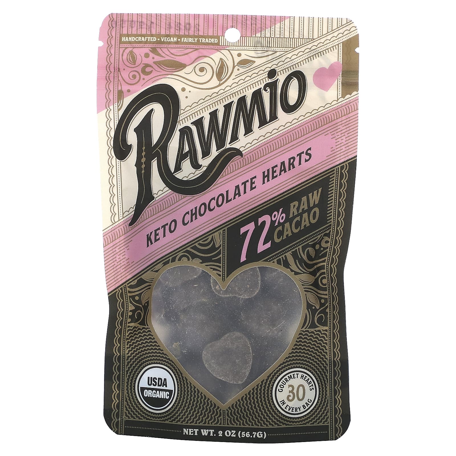 Rawmio Keto Chocolate Hearts 72 сырого какао 567 г 2 унции 1790₽