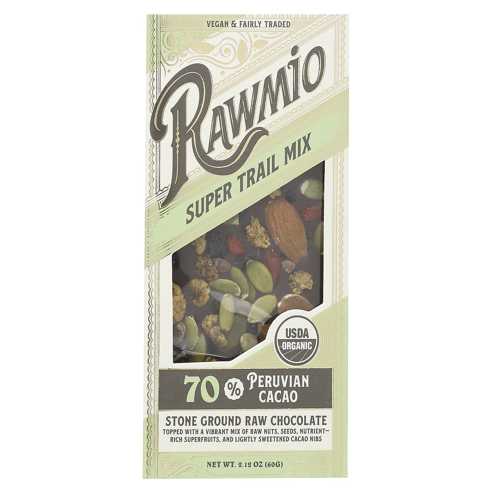 Rawmio Super Trail Mix 70 перуанского какао 60 г 212 унции 1890₽