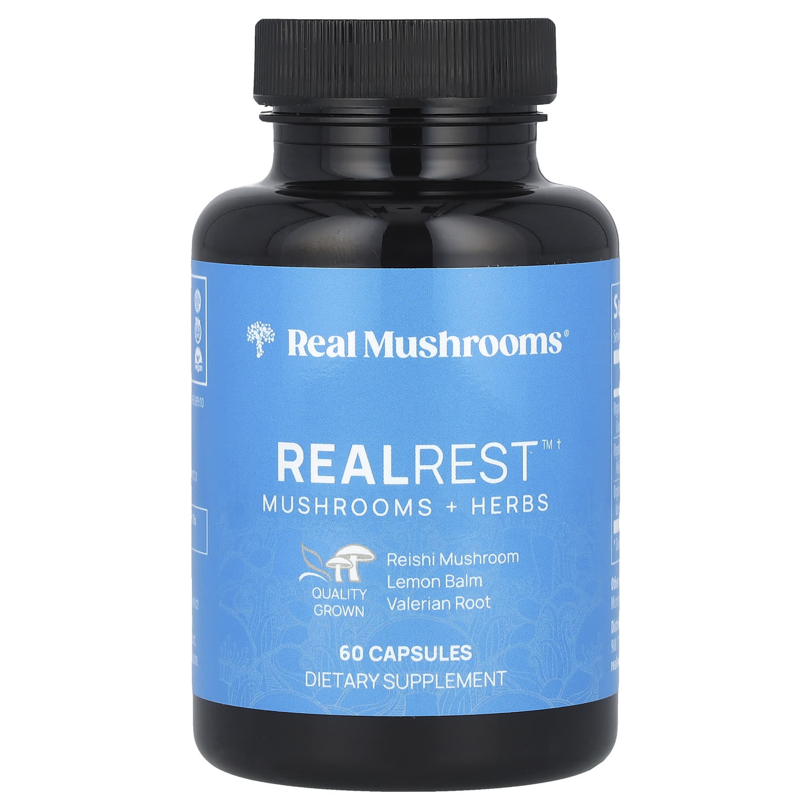 Real Mushrooms, RealRest, грибы и травы`` 60 капсул