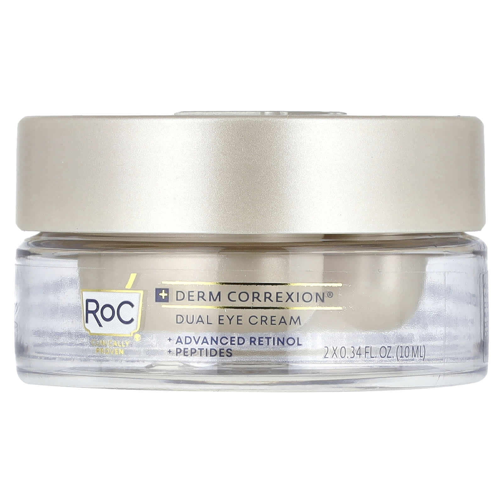 RoC, Derm Correxion®, двойной крем для области вокруг глаз, улучшенный ретинол и пептиды, без отдушек, 10 мл (0,34 жидк. Унции) каждый