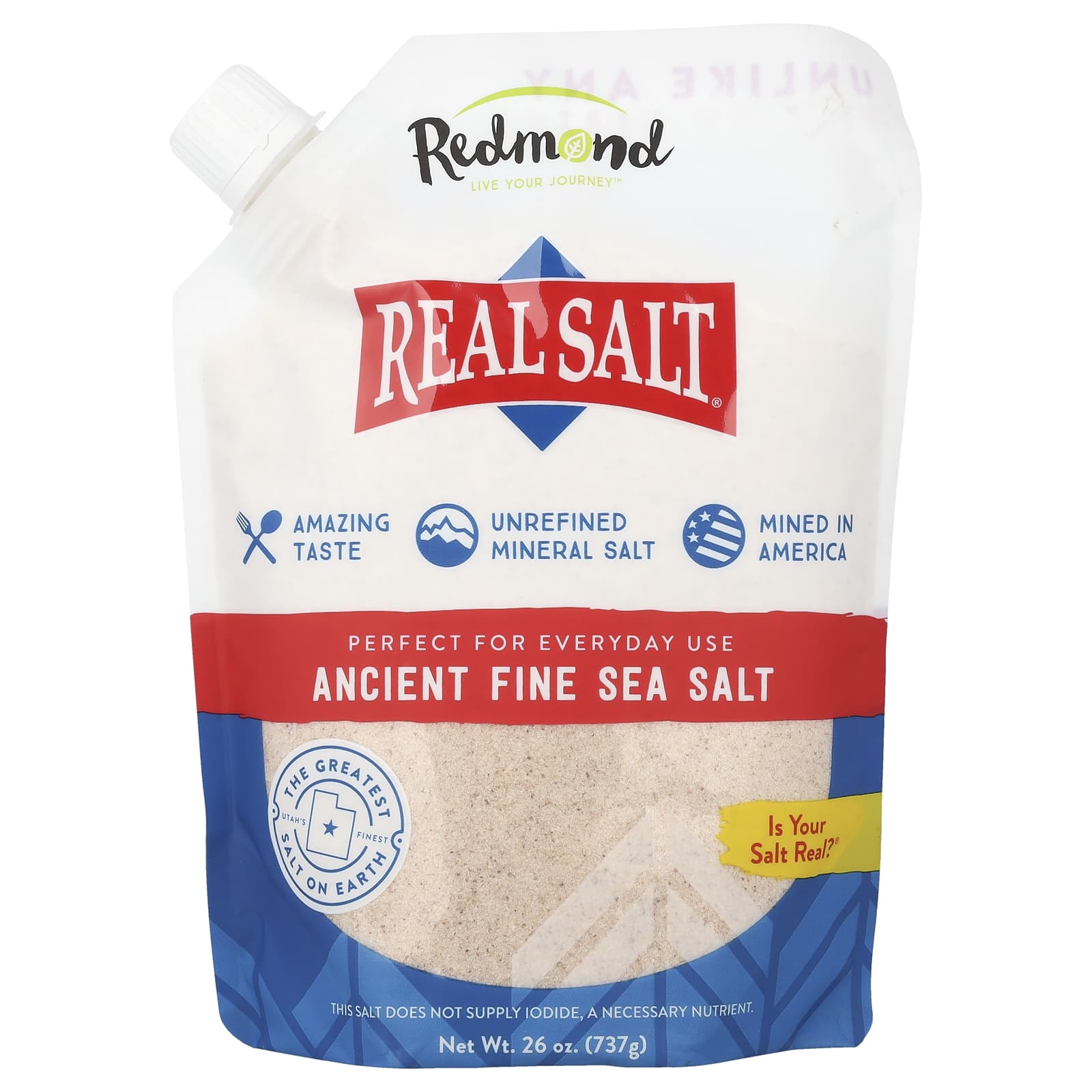 Redmond Trading Company, Real Salt®, древняя мелкая морская соль, 737 г (26 унций)