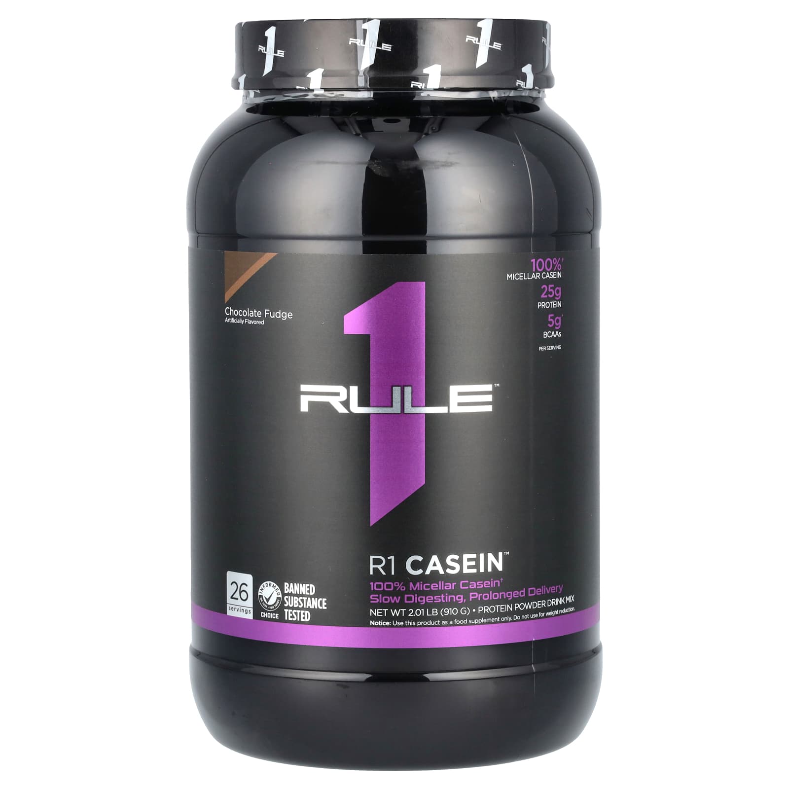 Rule One Proteins, R1 Casein, протеиновая смесь для приготовления напитка, со вкусом шоколадной помадки, 910 г (2,01 фунта)