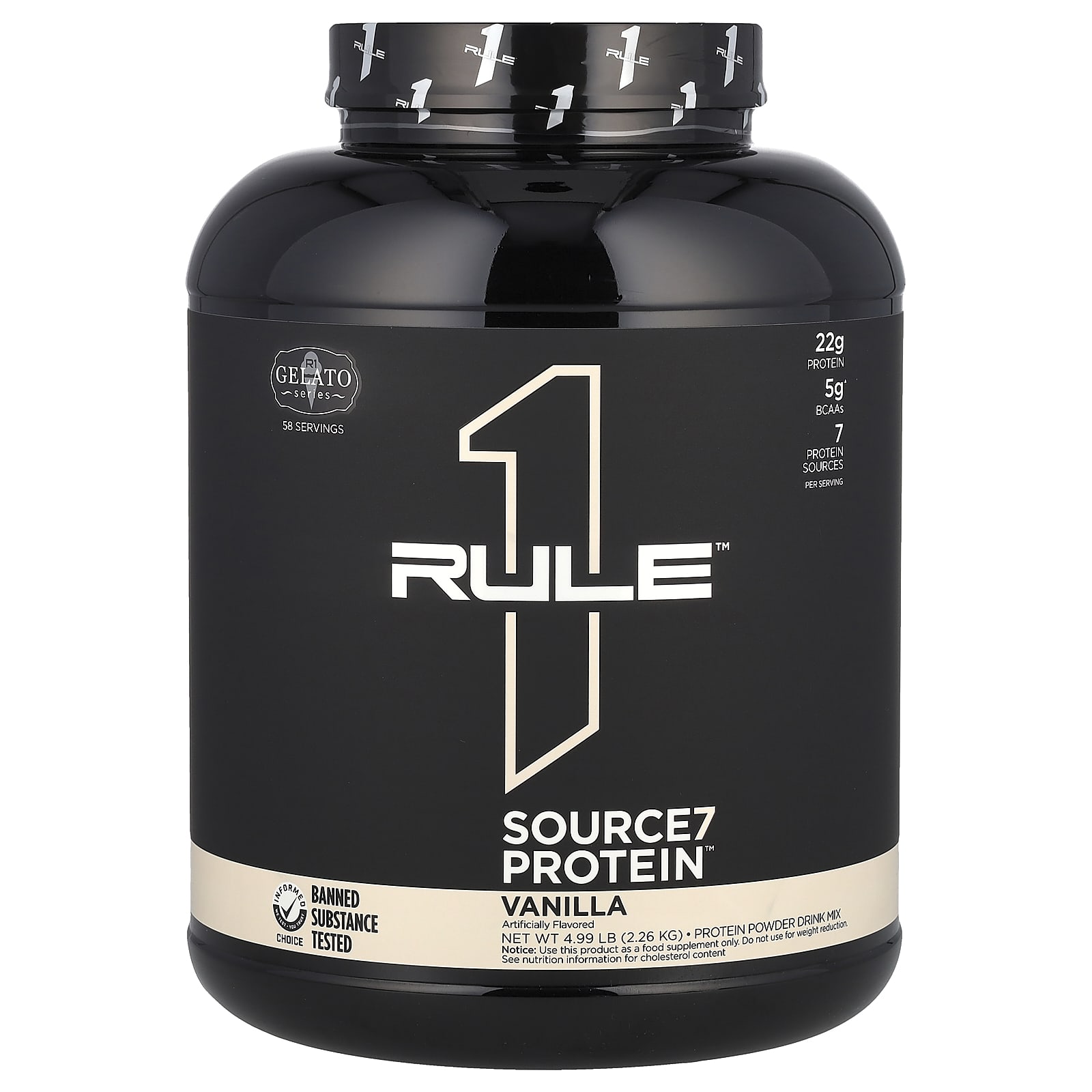 Rule One Proteins, Source7, протеиновая смесь для приготовления напитка, со вкусом ванили, 2,26 кг (4,99 фунта)