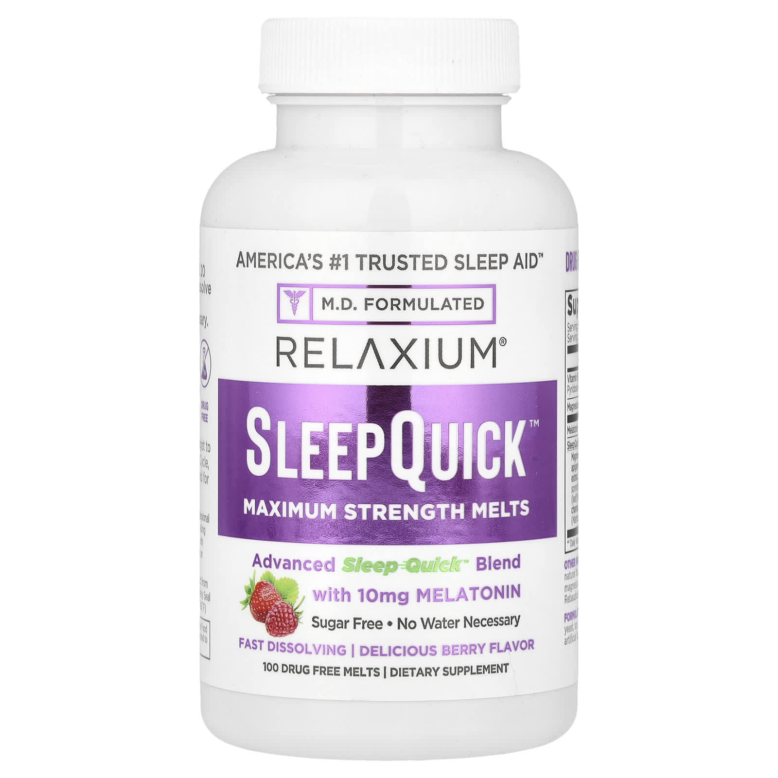 Relaxium, SleepQuick ™, без сахара, ягодный, 100 плавок без наркотиков