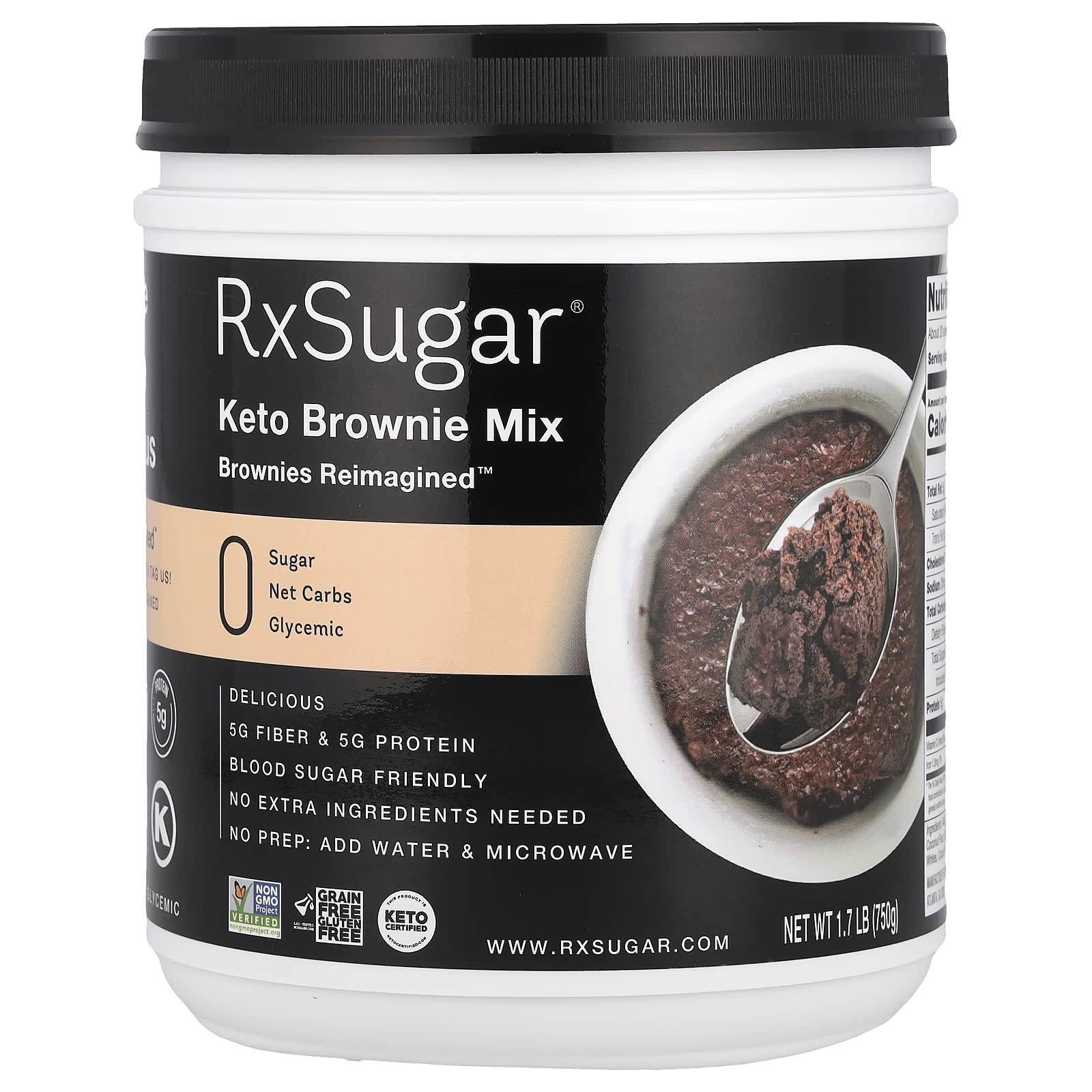 RxSugar, Keto Brownie Mix, 750 г (1,7 фунта)