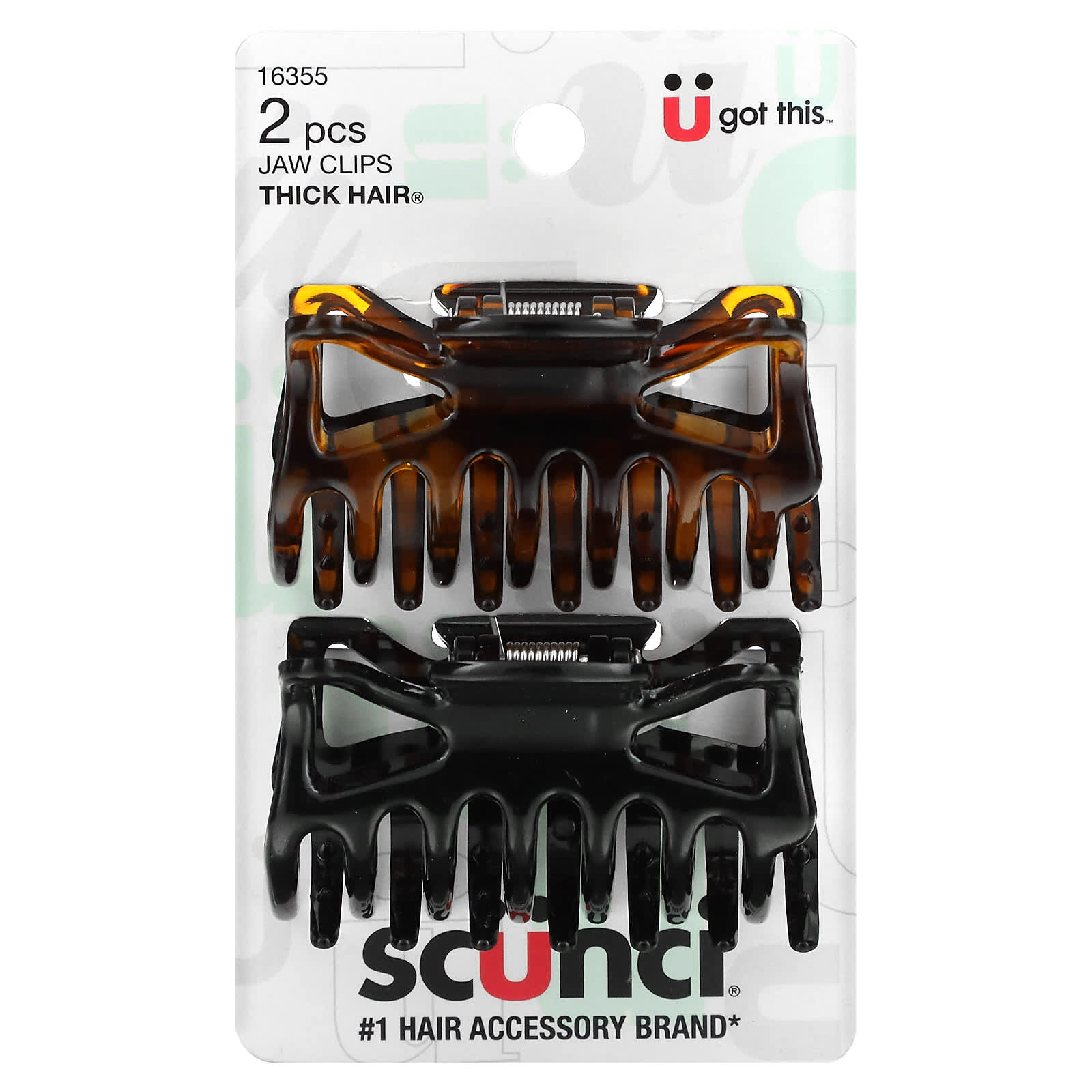 Scunci, Заколки-крабы для густых волос Effortless Beauty, 2 штуки