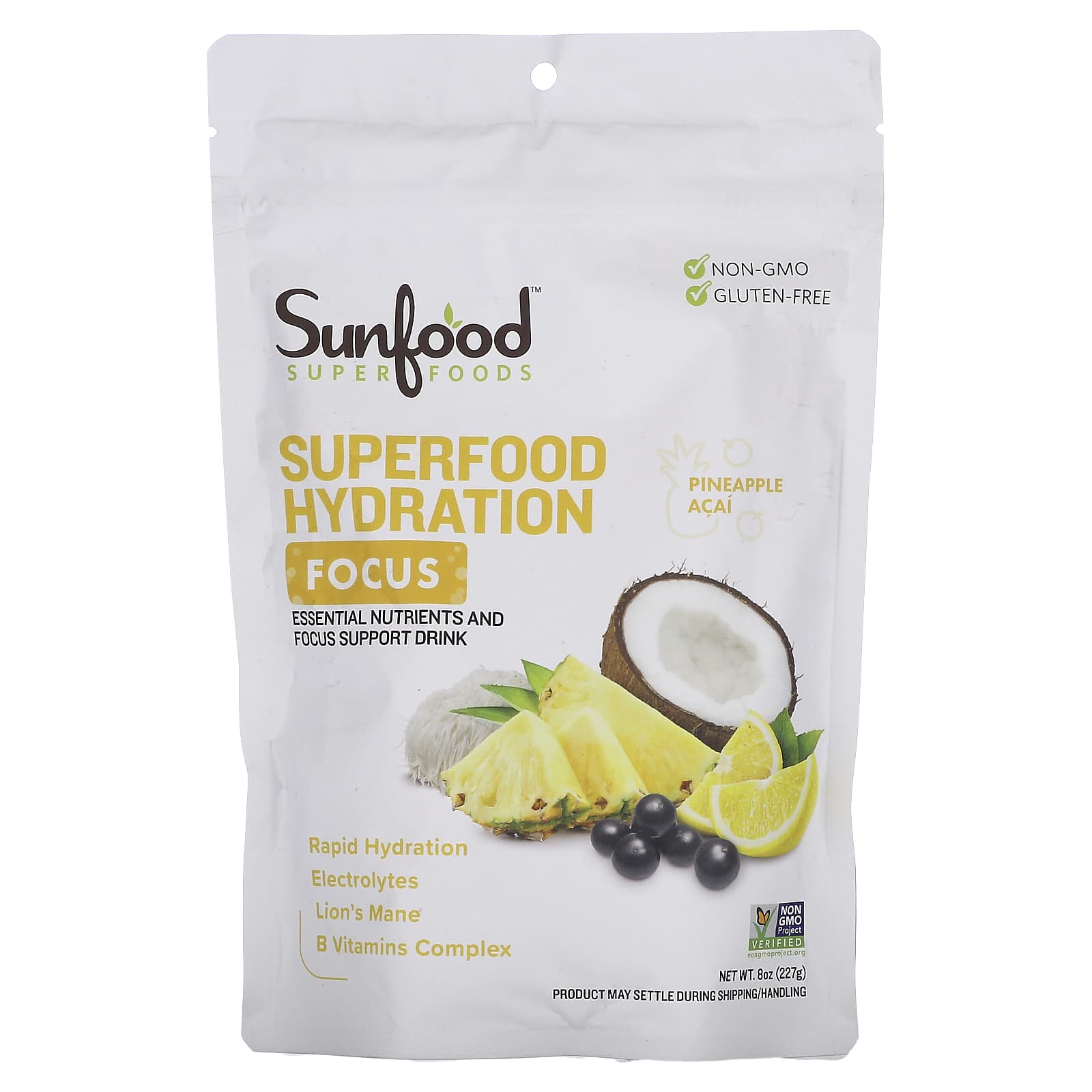 Sunfood Superfood Hydration Focus суперфуд ананас и асаи 227 г 8 унций 4390₽