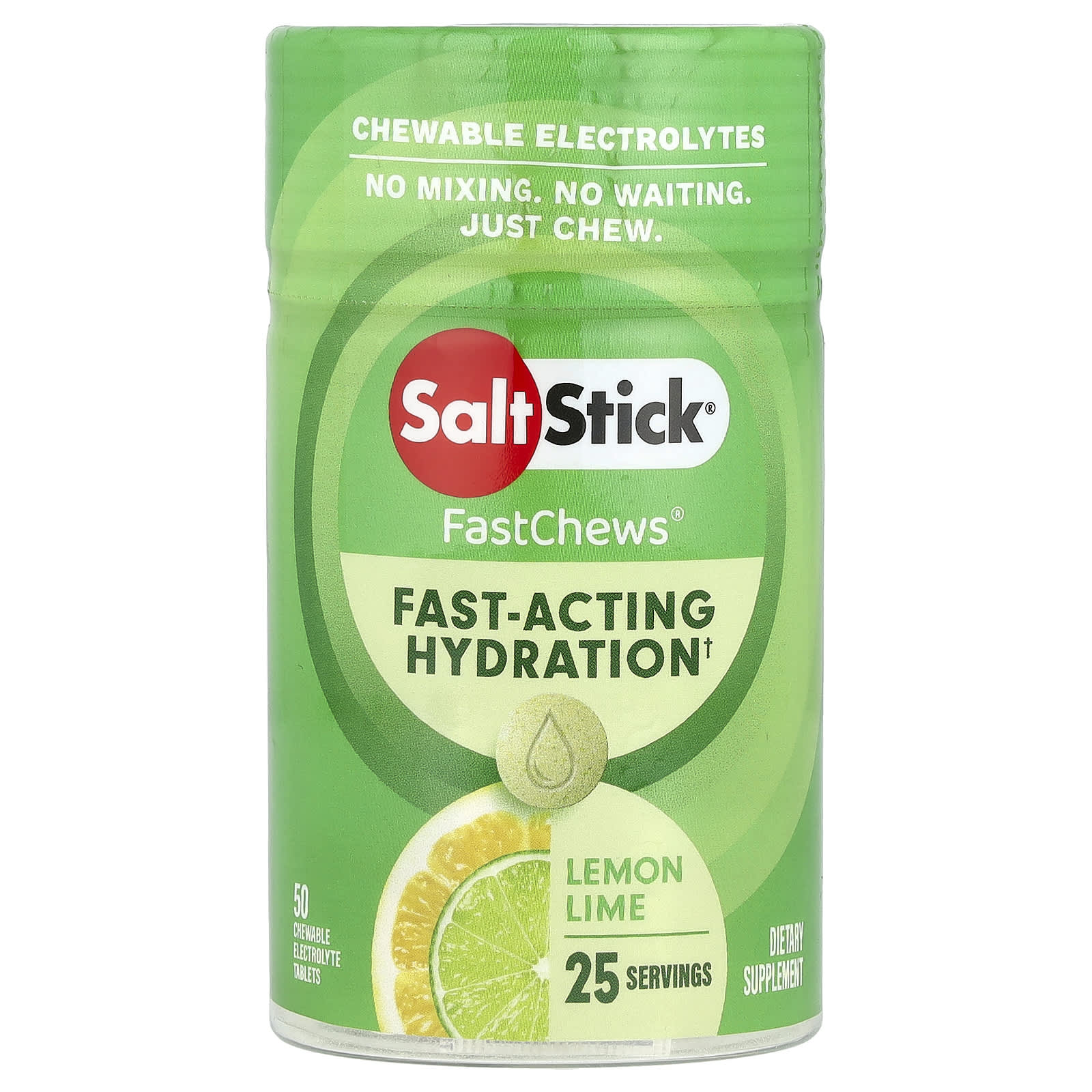SaltStick, FastChews®, жевательные электролиты, лимон и лайм, 50 жевательных таблеток