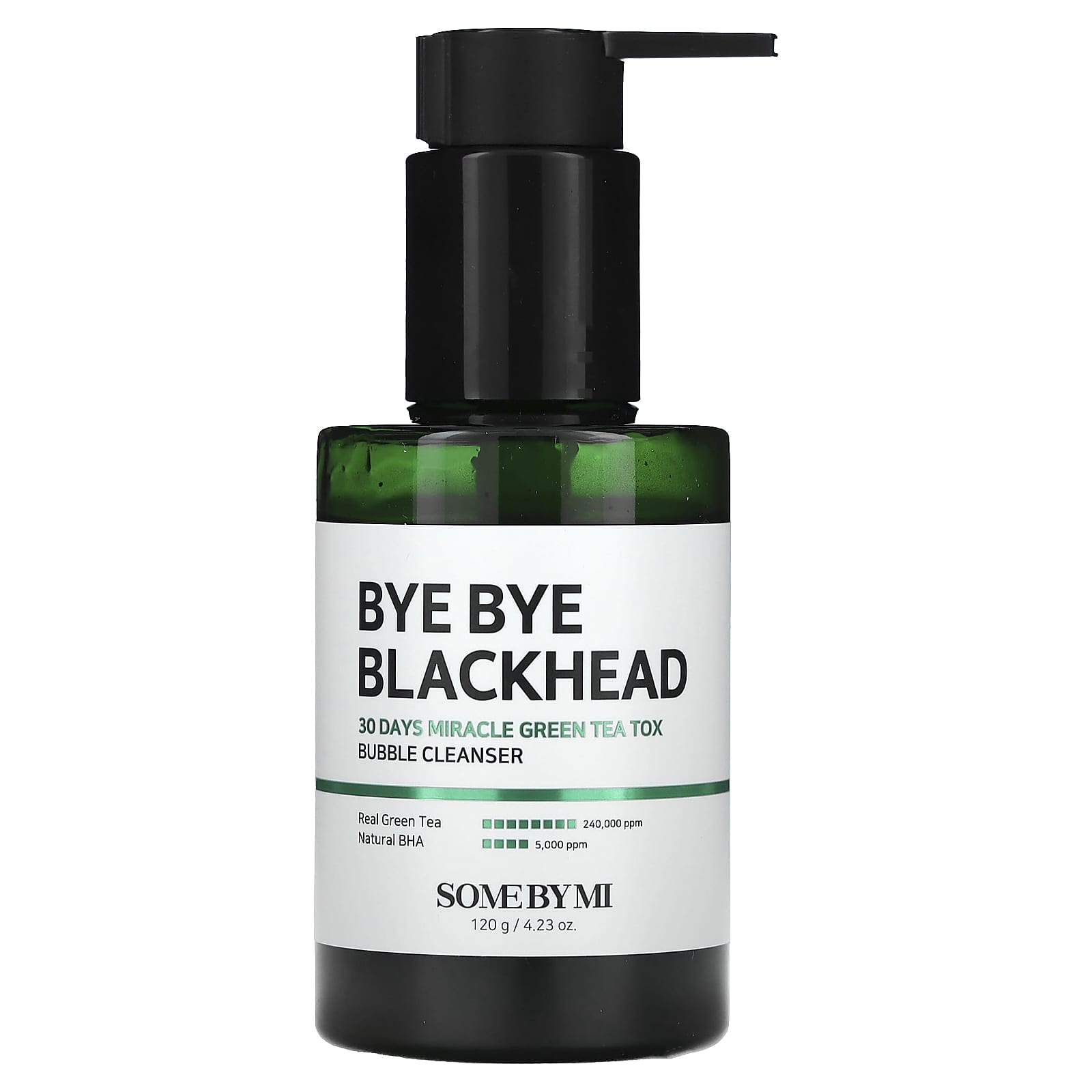 SOME BY MI, Bye Bye Blackhead, 30 Days Miracle Green Tea Tox, пенящееся очищающее средство с экстрактом зеленого чая, 120 г (4,23 унции)