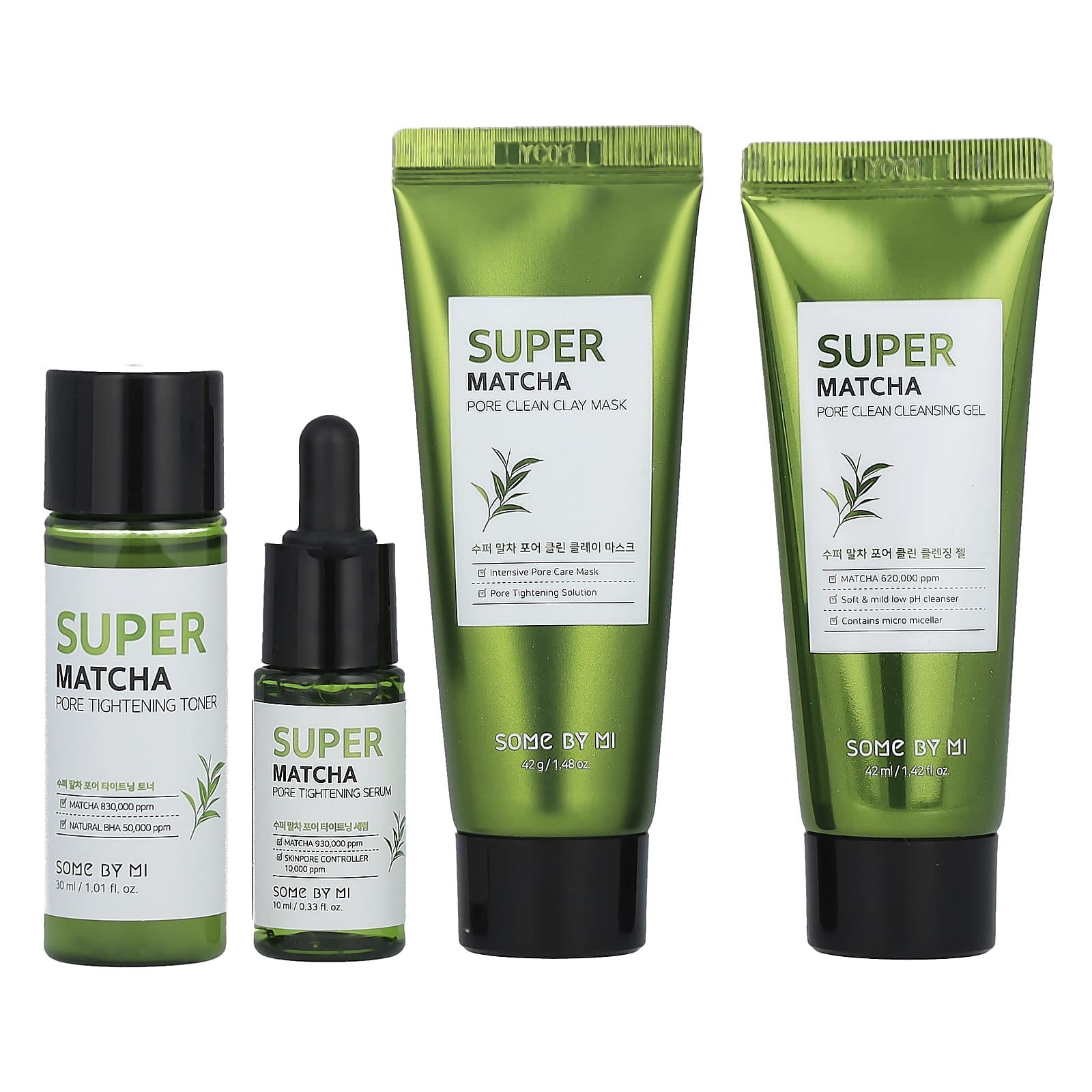 SOME BY MI, Super Matcha Pore Care, стартовый набор с матчей для очищения пор, 4 предмета