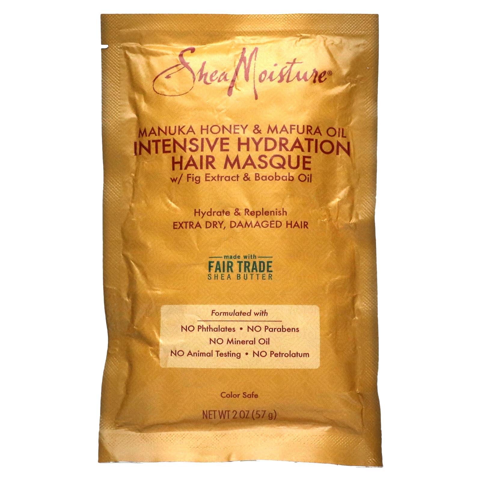 SheaMoisture, маска для волос, с медом манука с маслом мафуры, интенсивное увлажнение, 57 г (2 унции)