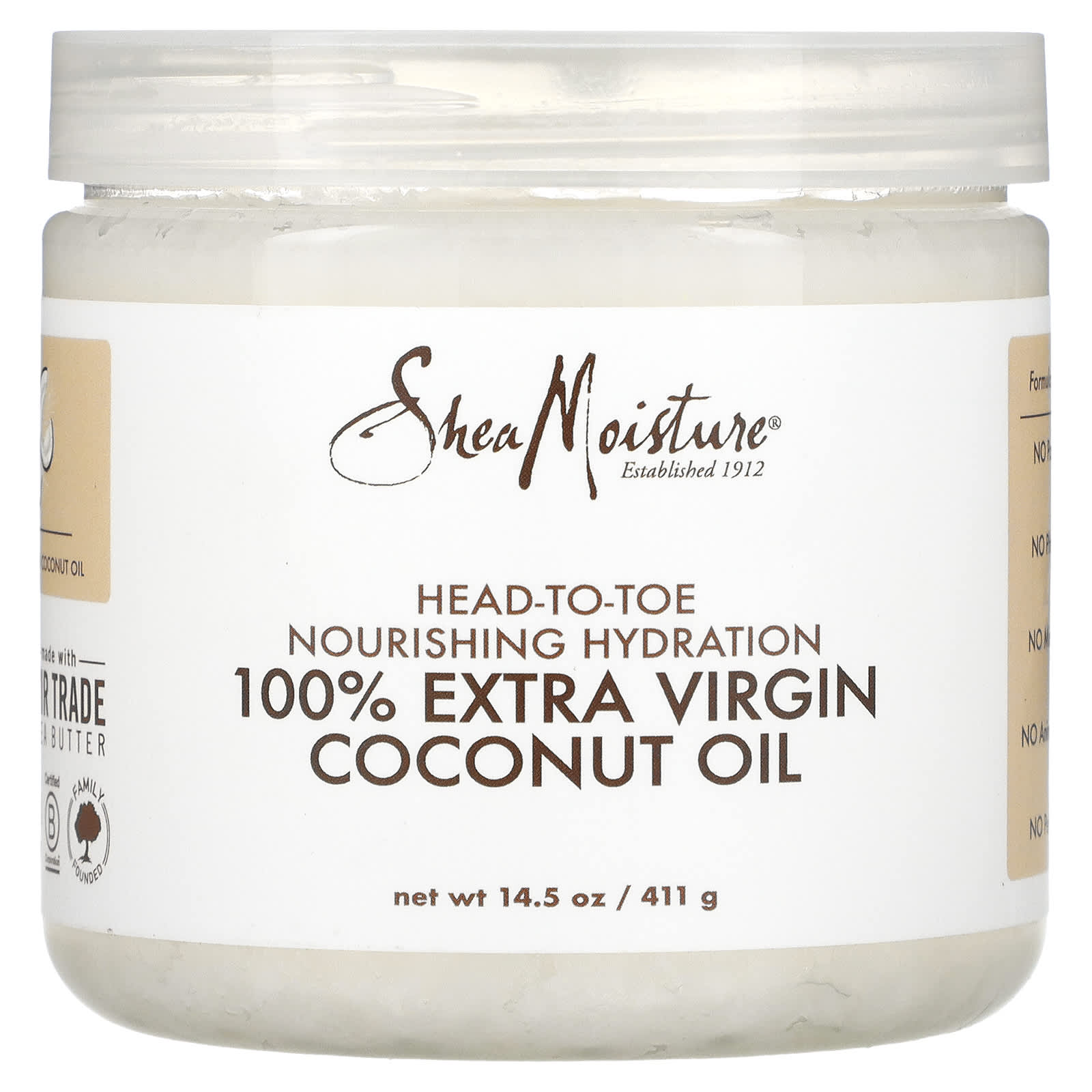 SheaMoisture, Питательное увлажнение с головы до ног, 100% кокосовое масло первого отжима, 15 жидких унций (444 мл)