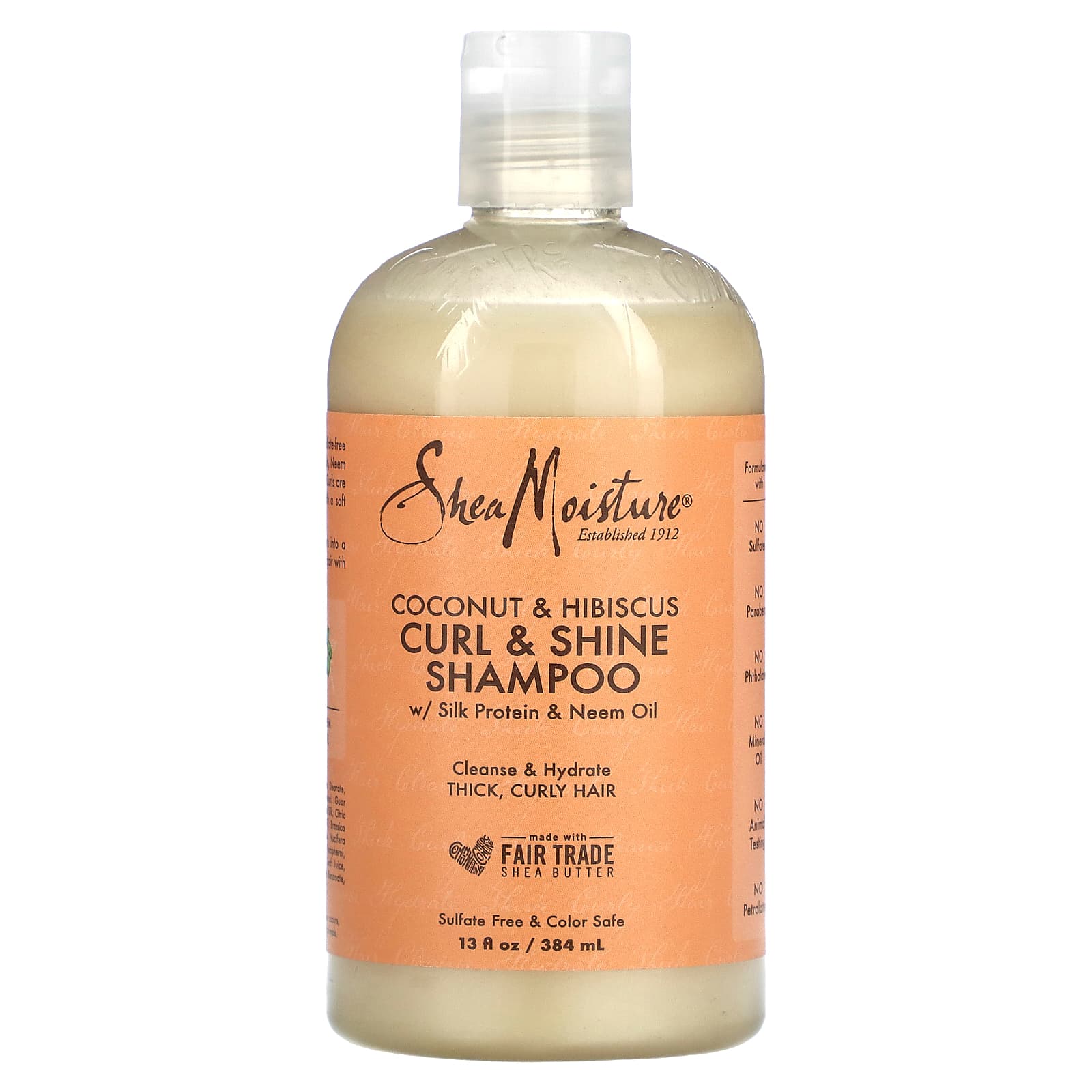 SheaMoisture, Curl & Shine, шампунь, кокос и гибискус, 384 мл (13 жидк. Унций)