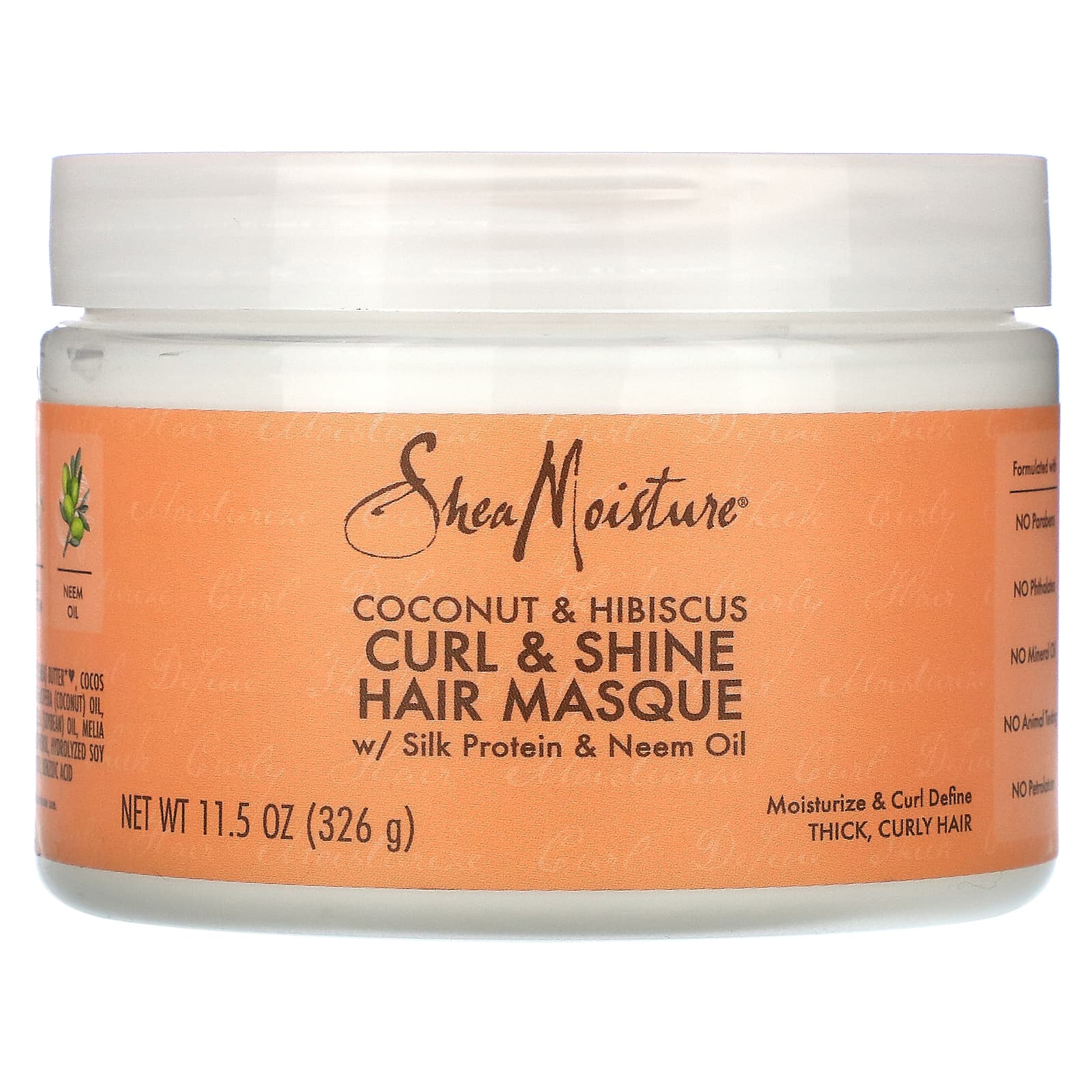 SheaMoisture, Curl & Shine, маска для волос, кокос и гибискус, 326 г (11,5 унции)