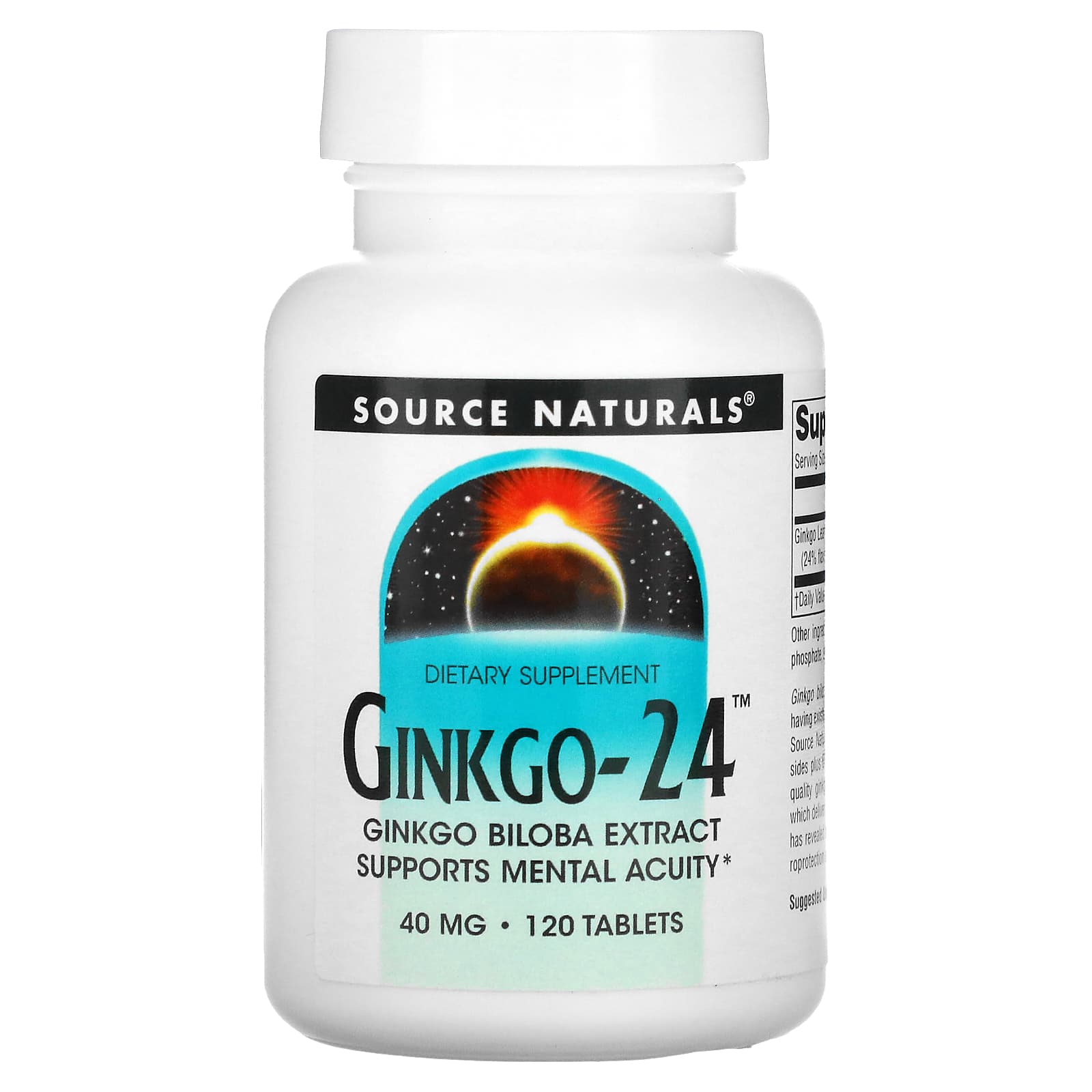 Source Naturals, Гинкго-24, 40 мг, 120 таблеток