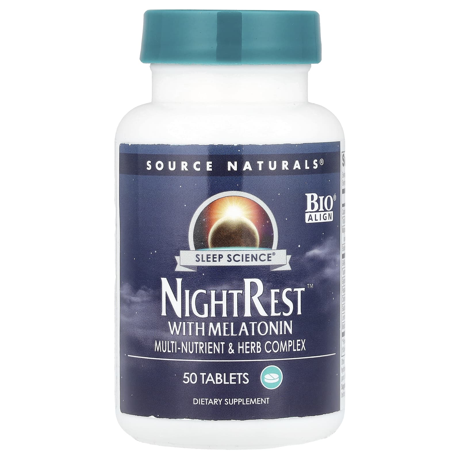 Source Naturals, NightRest ™ с мелатонином, 50 таблеток