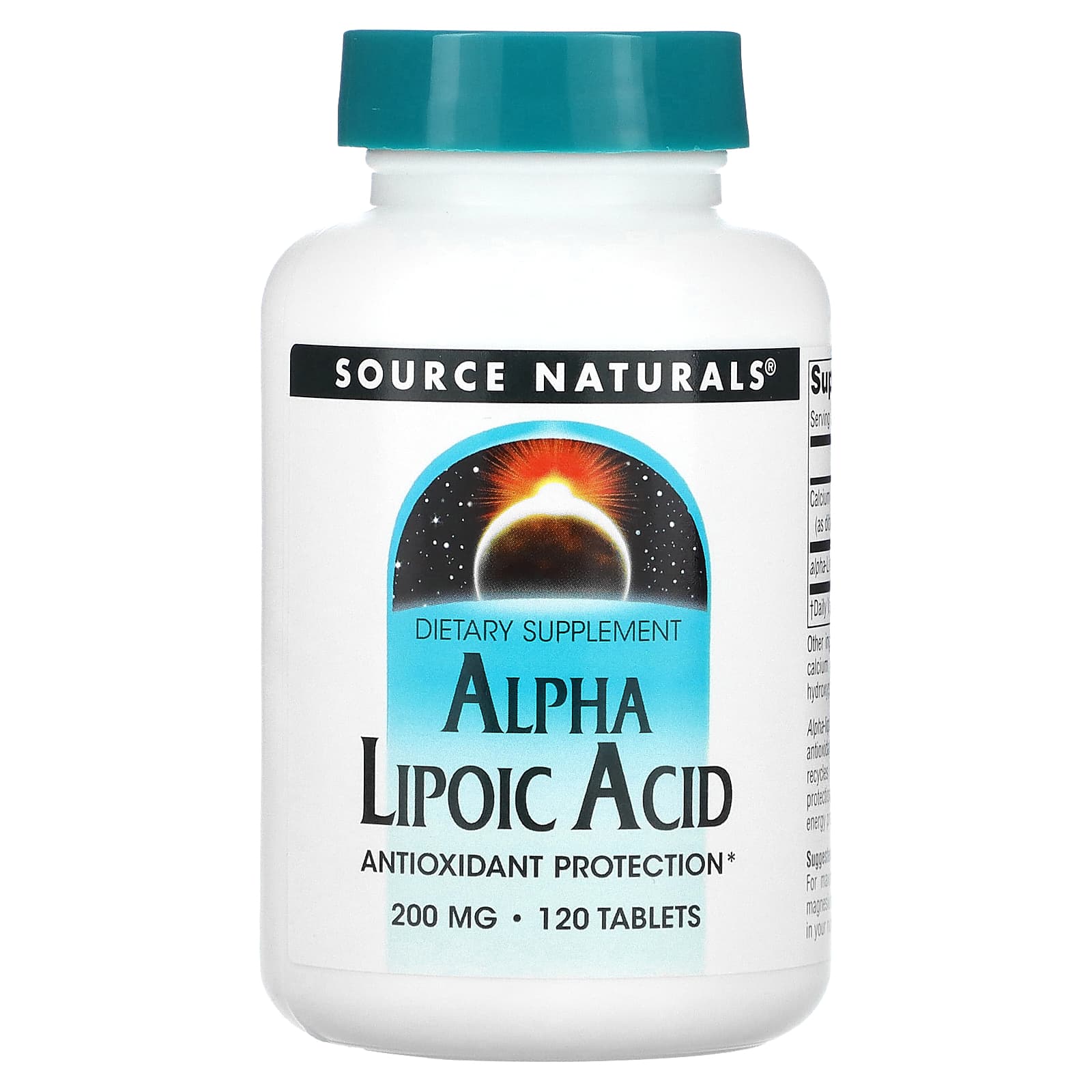 Source Naturals, альфа-липоевая кислота, 200 мг, 120 таблеток