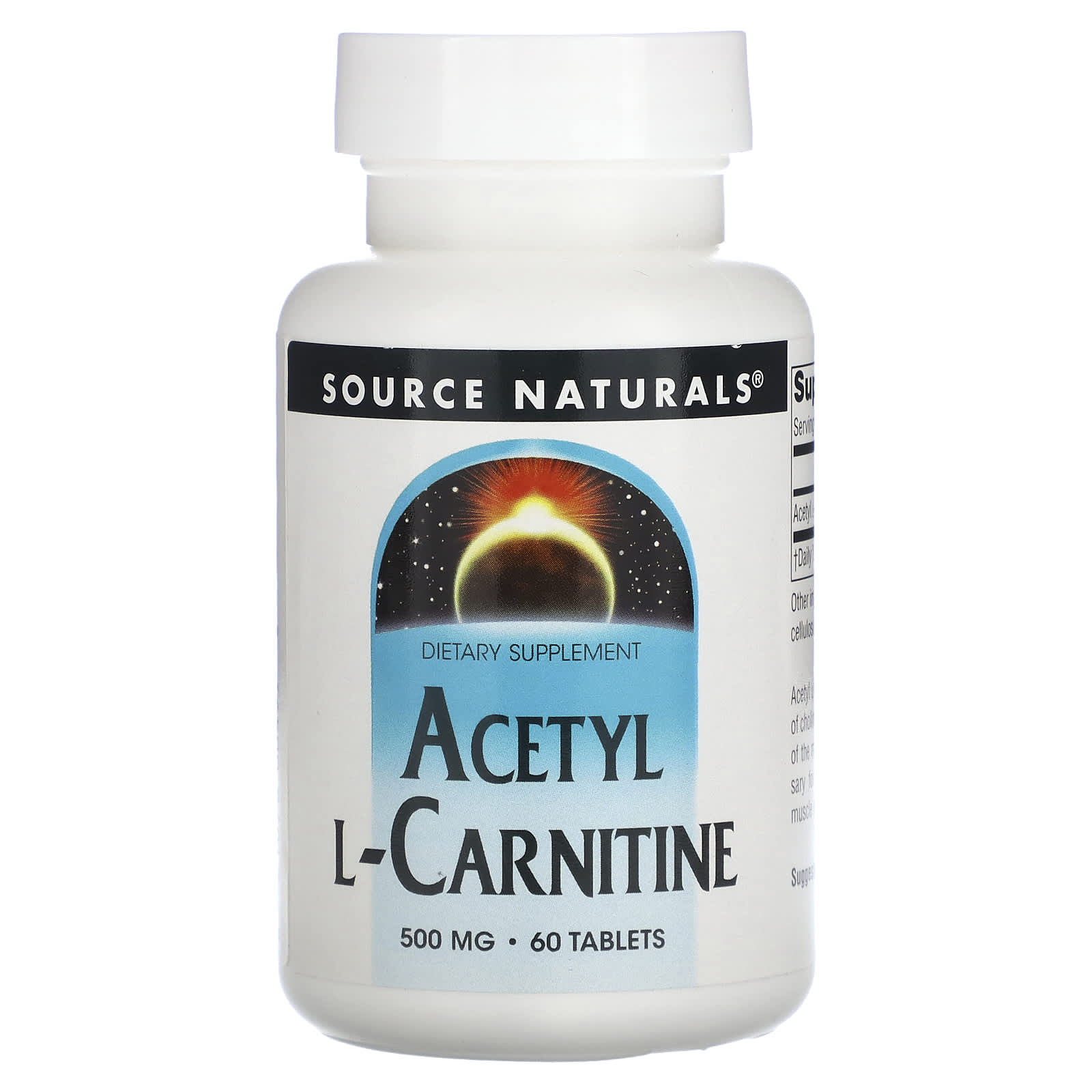 Source Naturals, ацетил-L-карнитин, 500 мг, 60 таблеток