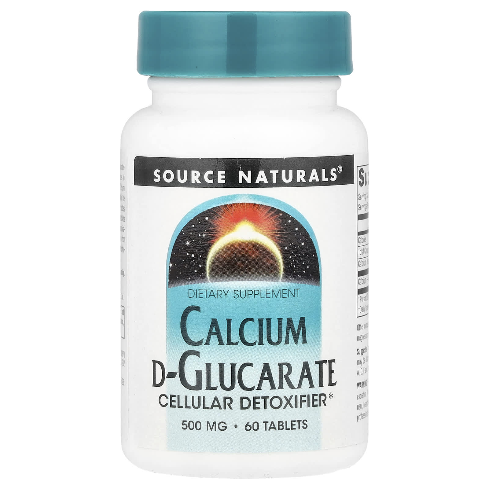 Source Naturals, D-глюкарат кальция, 1000 мг, 60 таблеток (500 мг в каждой таблетке)