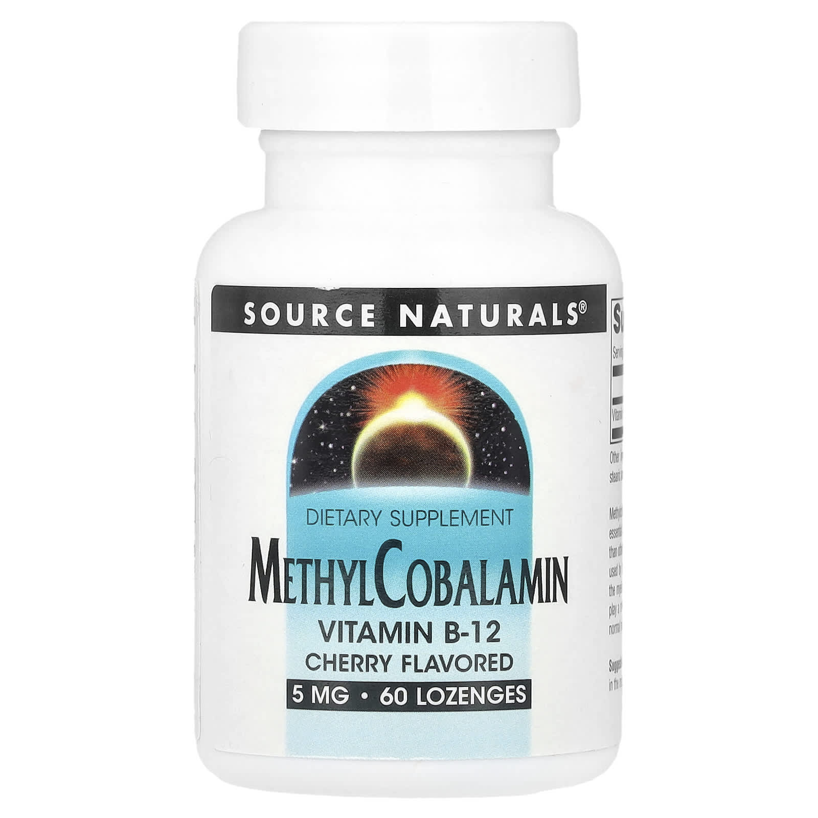 Source Naturals, метилкобаламин, витамин B12, со вкусом вишни, 5 мг, 60 пастилок