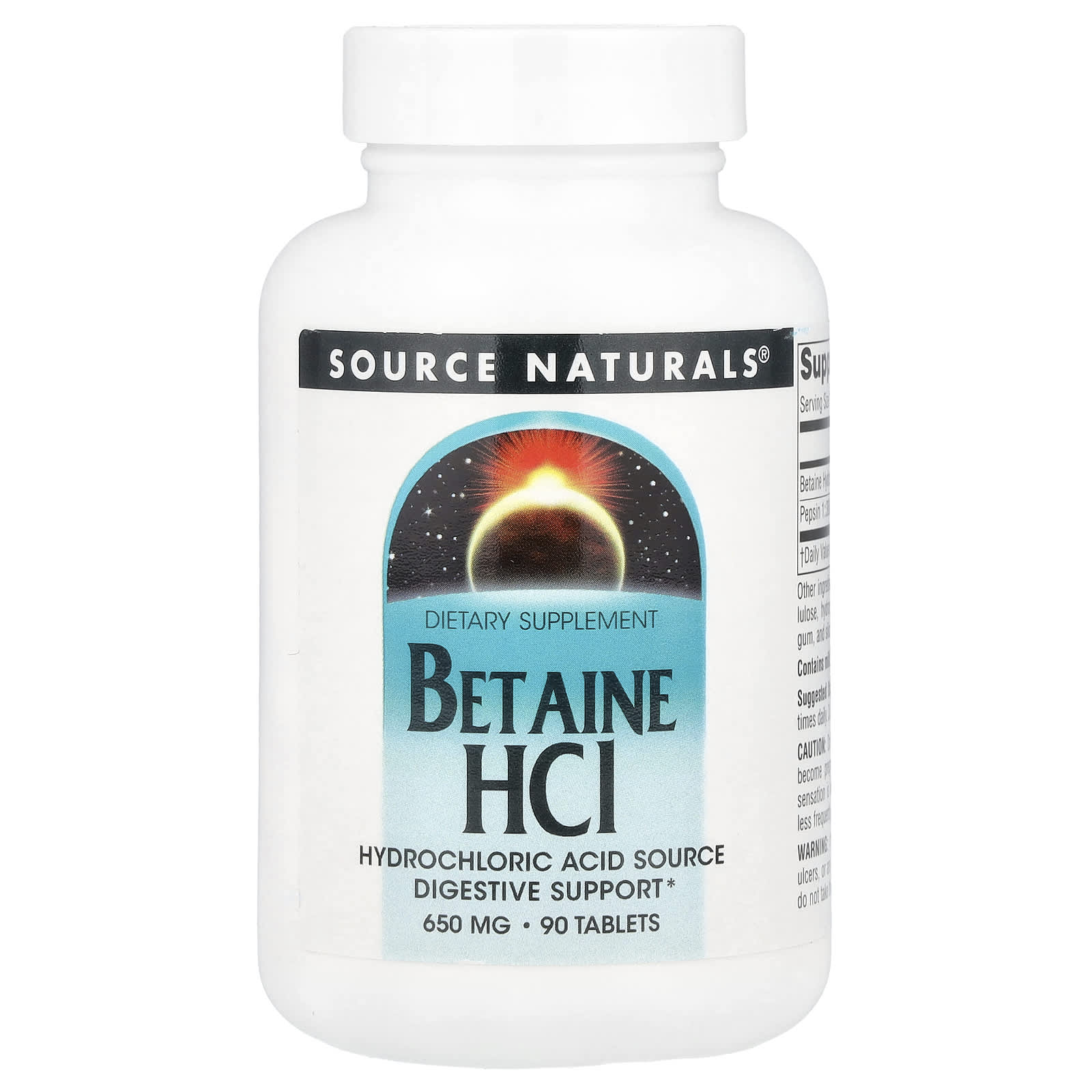 Source Naturals, Бетаин гидрохлорид, 650 мг, 90 таблеток