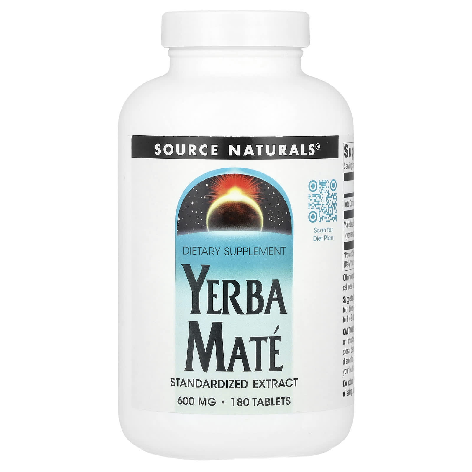 Source Naturals, Йерба мате, 600 мг, 180 таблеток