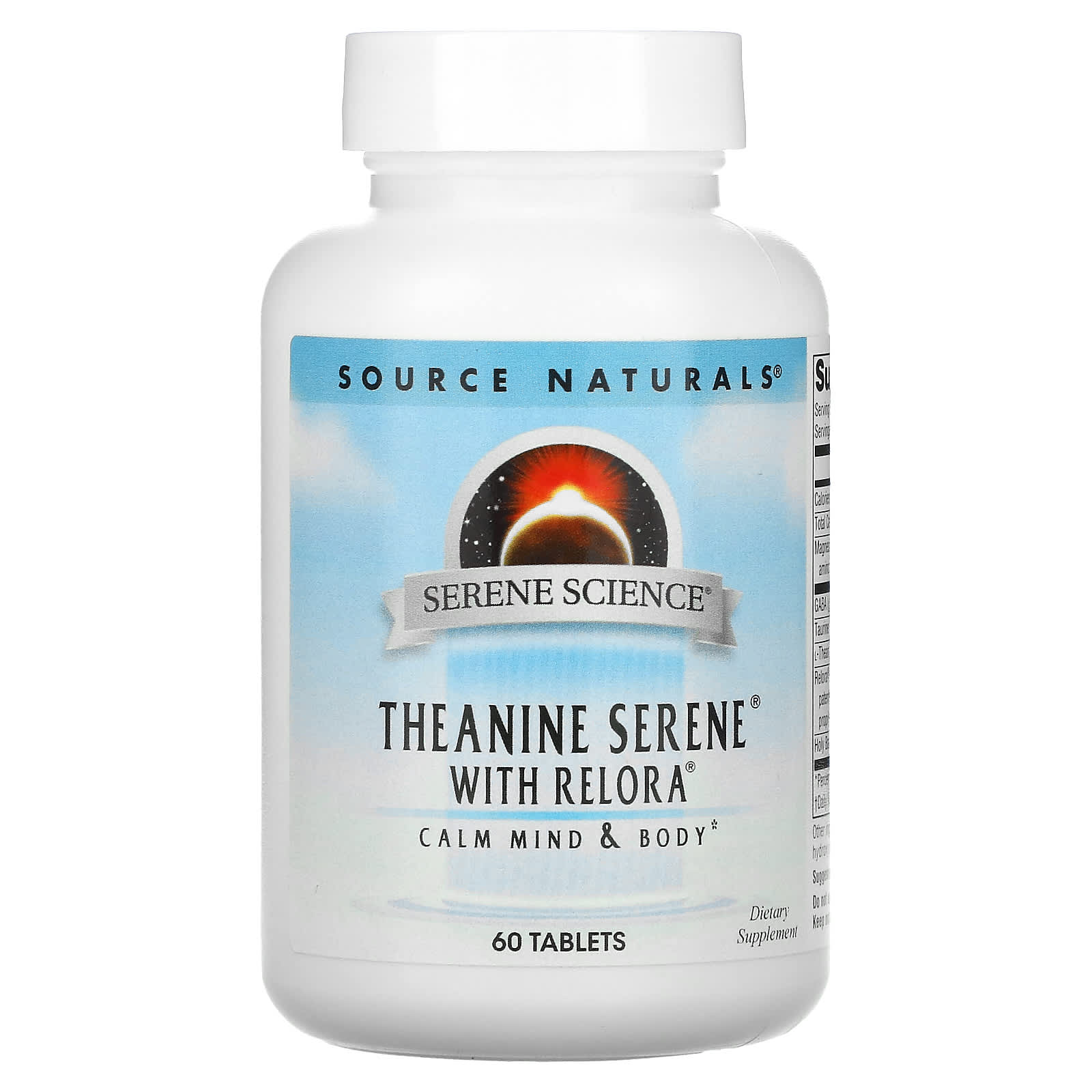 Source Naturals, Serene Science, Theanine Seren, теанин с комплексом Relora, 60 таблеток