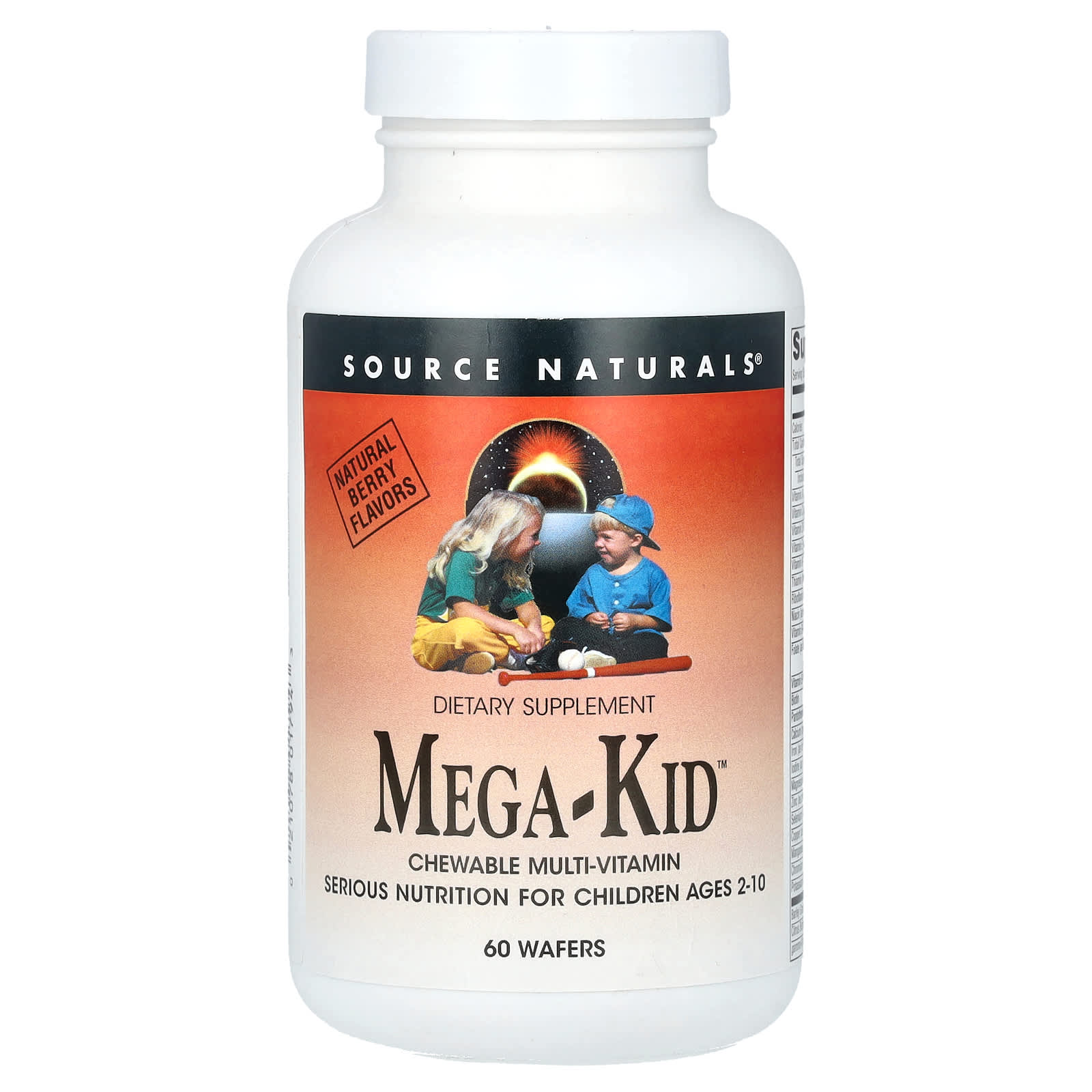 Source Naturals, Mega-Kid, жевательные мультивитамины, для детей от 2 до 10 лет, вкус натуральных ягод, 60 жевательных таблеток