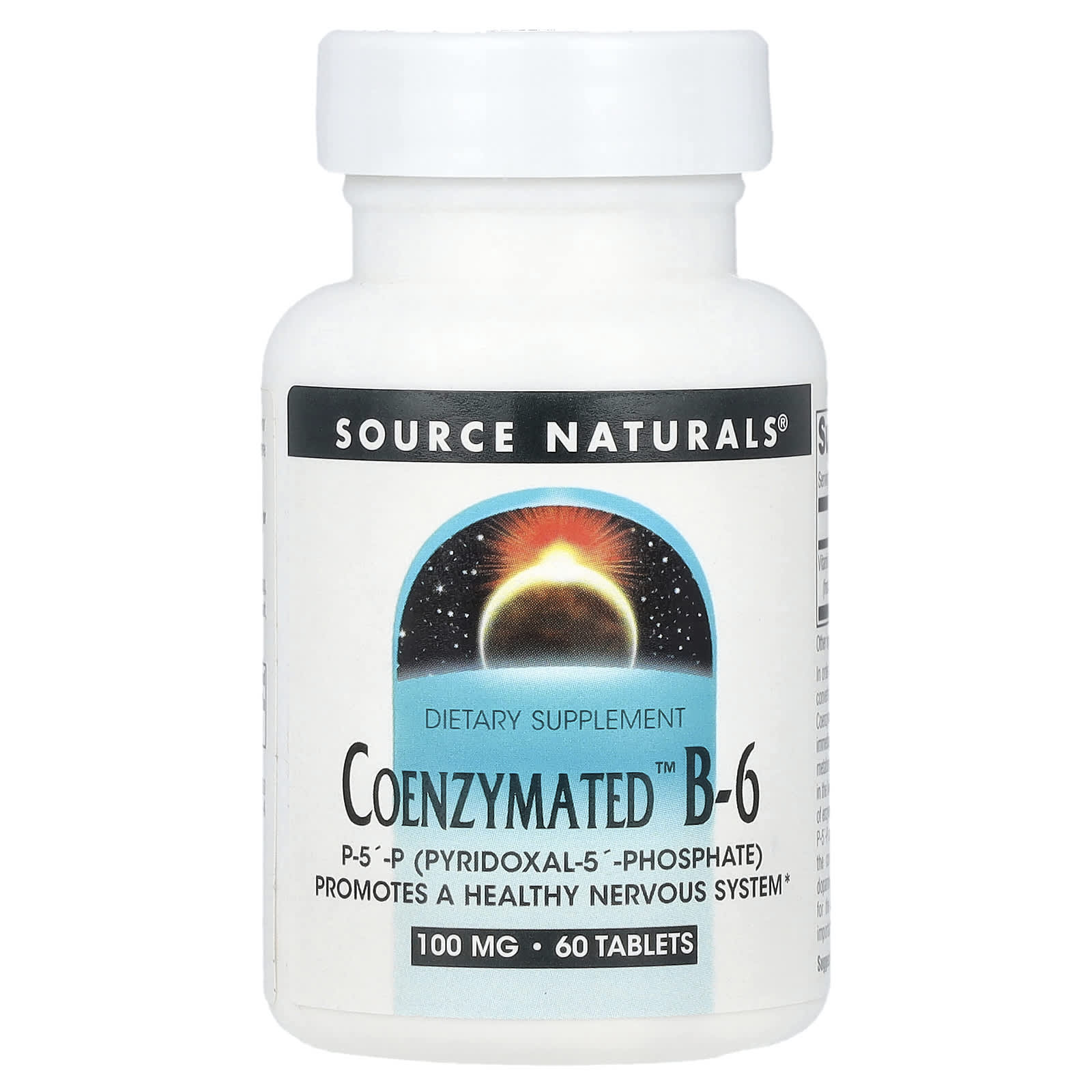 Source Naturals, Ферментированный витамин B6, 100 мг, 60 таблеток