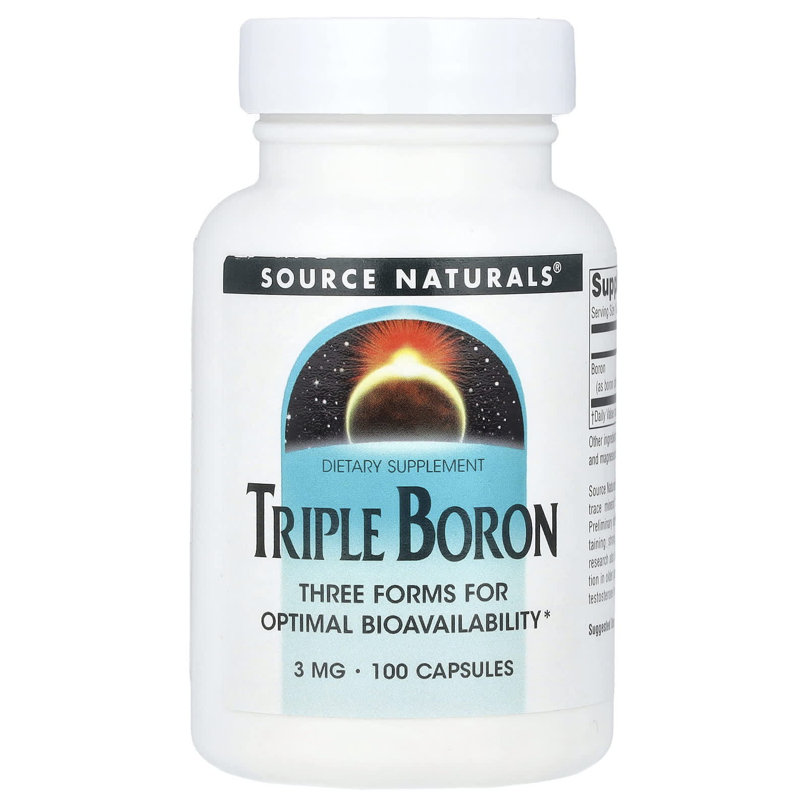 Source Naturals, Тройной бор, 3 мг, 100 капсул