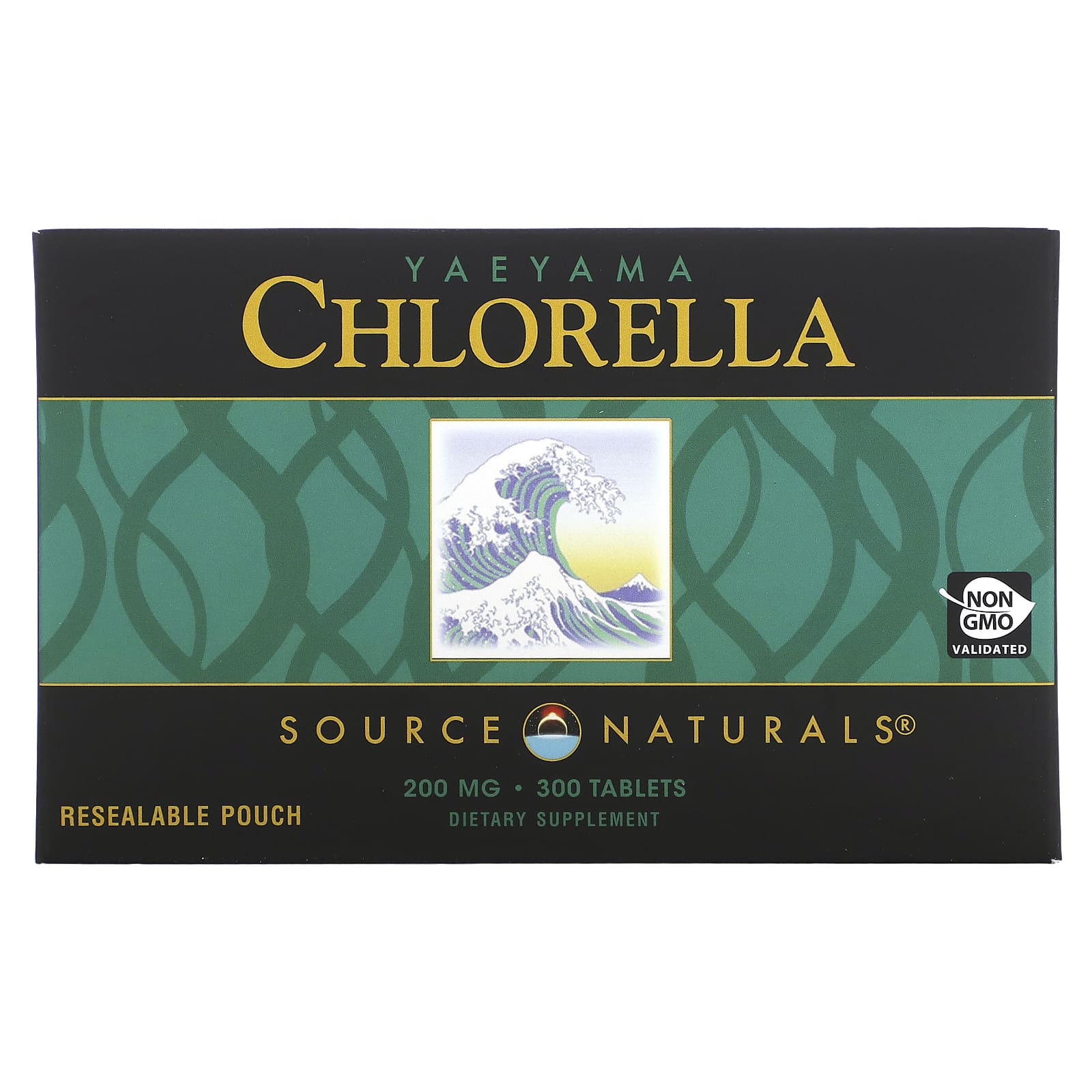 Source Naturals, Yaeyama Chlorella®, многоразовый пакетик, 200 мг, 300 таблеток (20 мг в каждой таблетке)