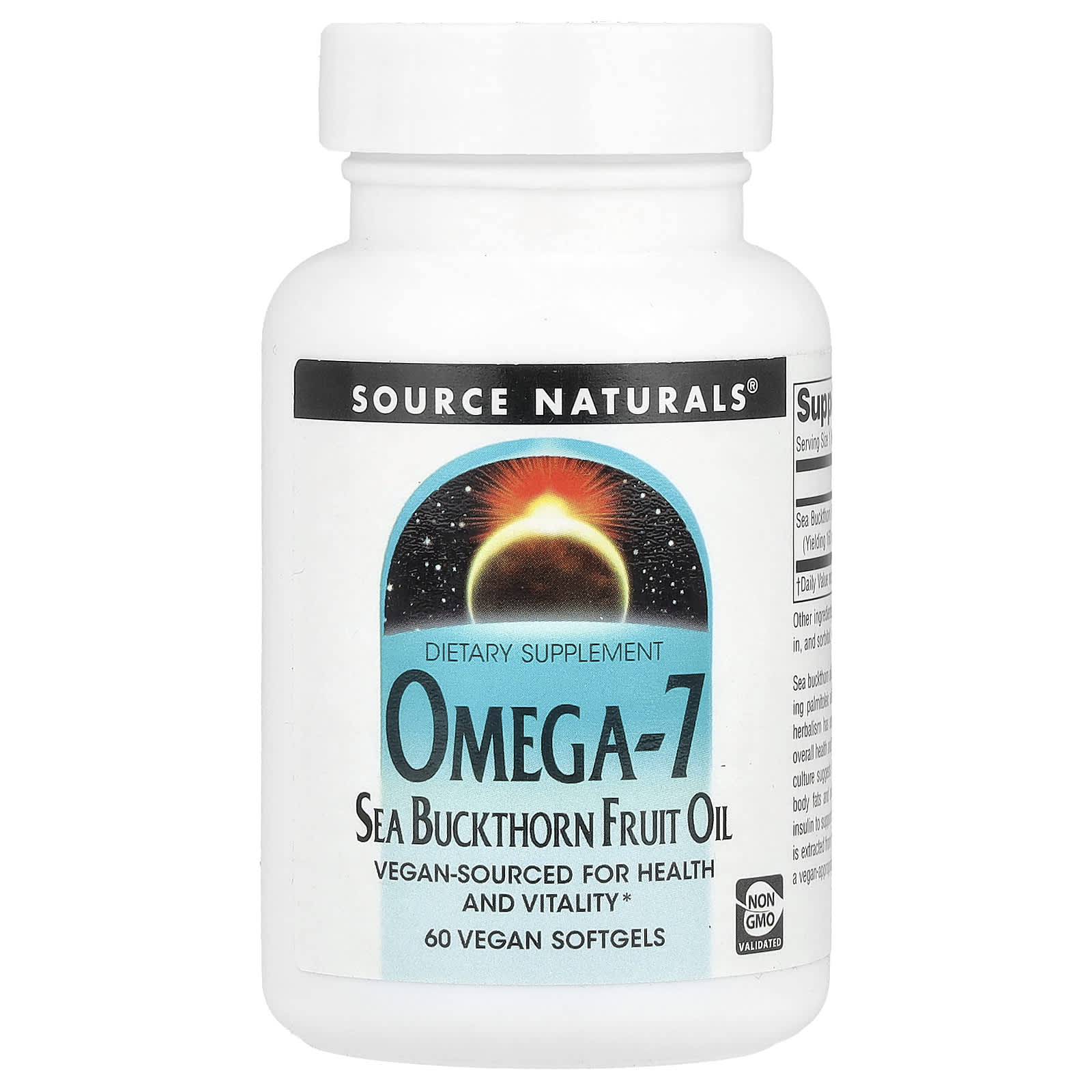 Source Naturals, Omega-7, Масло плодов облепихи, 60 вегетарианских мягких таблеток