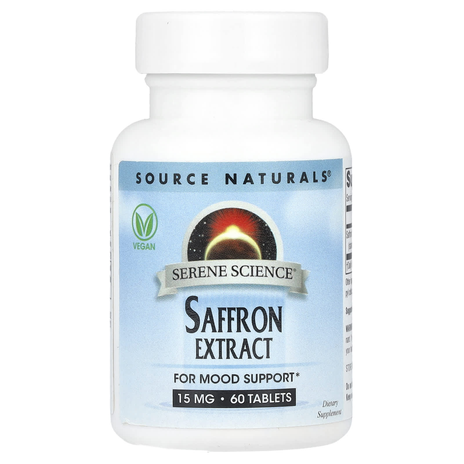 Source Naturals, Serene Science®, экстракт шафрана, 15 мг, 60 таблеток