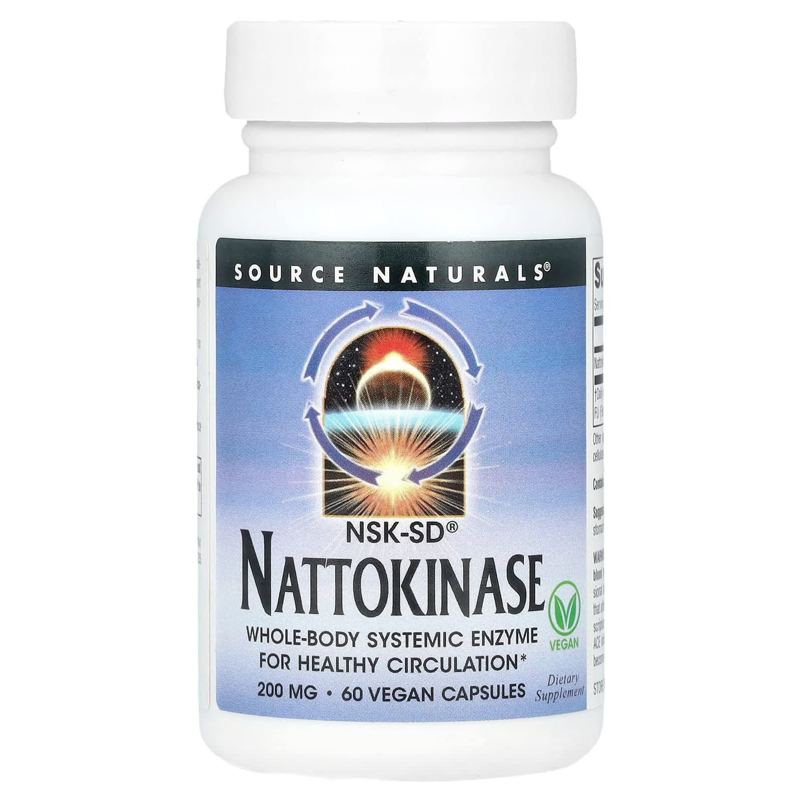 Source Naturals, NSK-SD®, наттокиназа, 200 мг, 60 веганских капсул