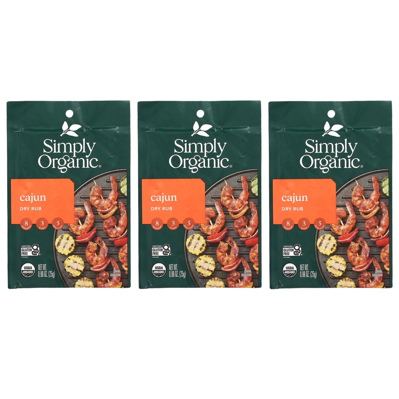 Simply Organic сухой каджун 3 пакетика 25 г 088 унции 1590₽